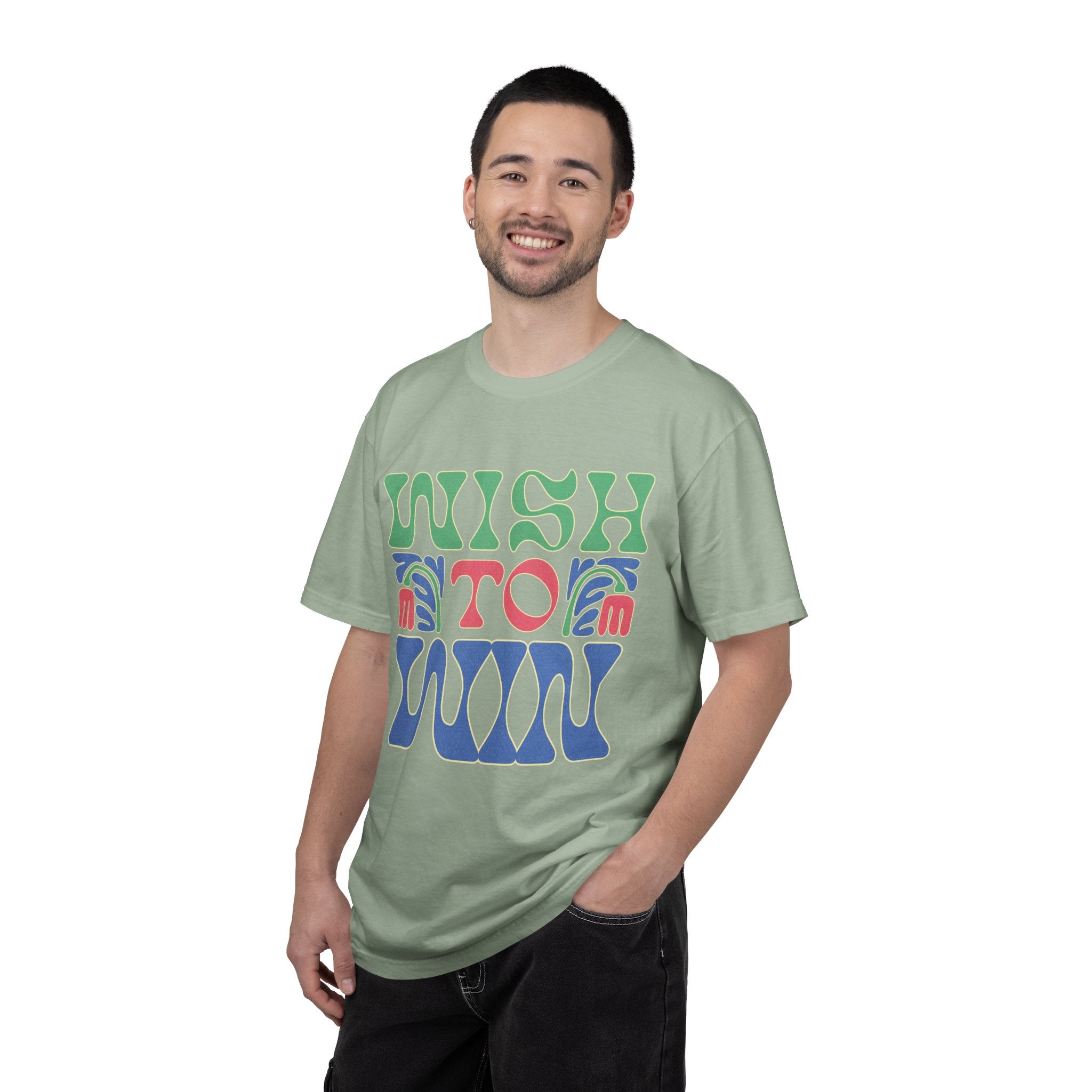 Wish to Win T-shirt |Textured Retro Psychedelic Lettering