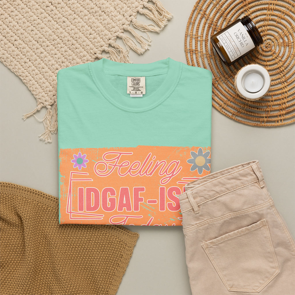 IDGAF-ISH Retro Floral Textured T-Shirt — Funny Sarcastic Graphic Tee