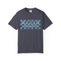 Textured Dad Powered By Coffee & Chaos T-Shirt — Retro Checkered Father's Day Tee