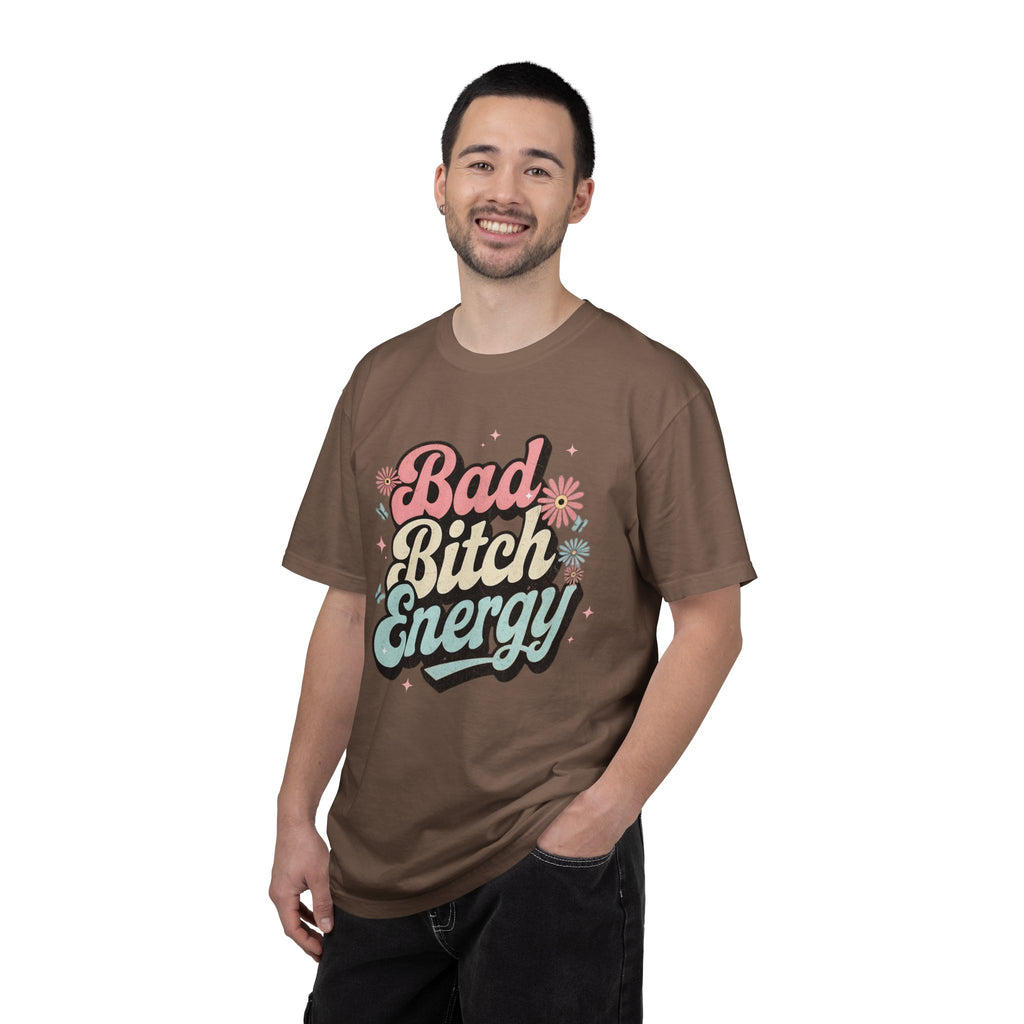 Bad Bitch Energy T-shirt |Textured Retro Script Floral Graphic