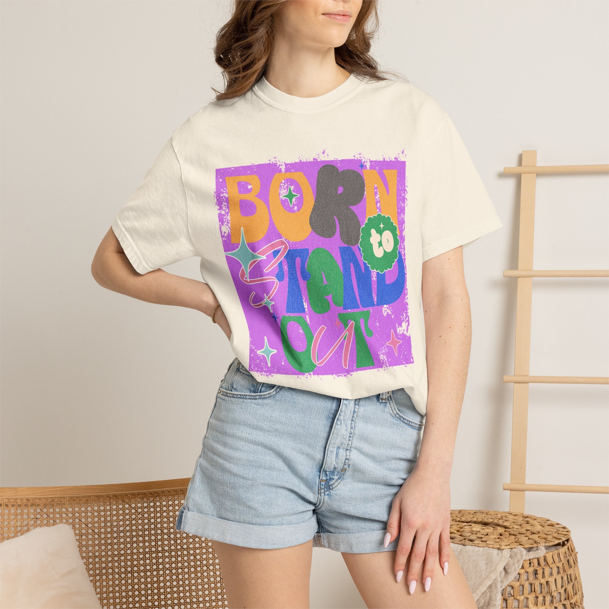 Born to Stand Out Graphic Textured T-Shirt