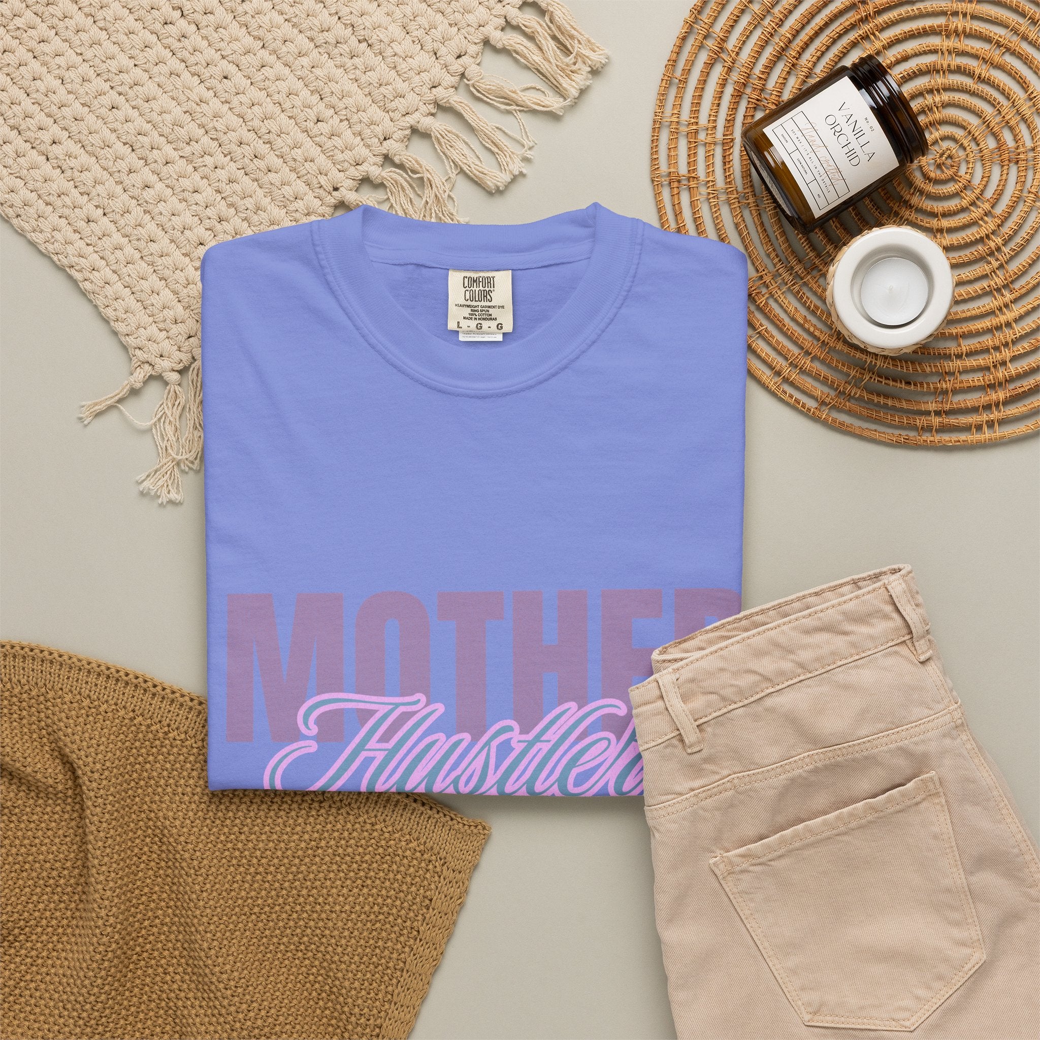 Retro Mother Hustler Vintage Tee Textured Garment-Dyed T-shirt
