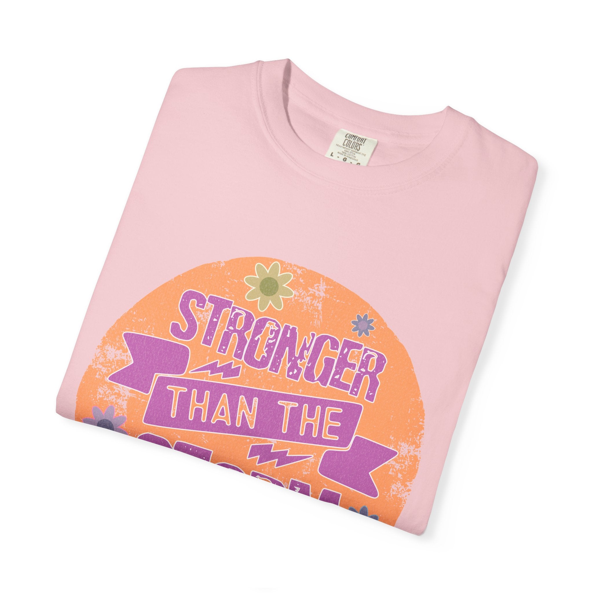 Textured Stronger Than the Storm T-Shirt — Inspirational Floral Graphic Tee