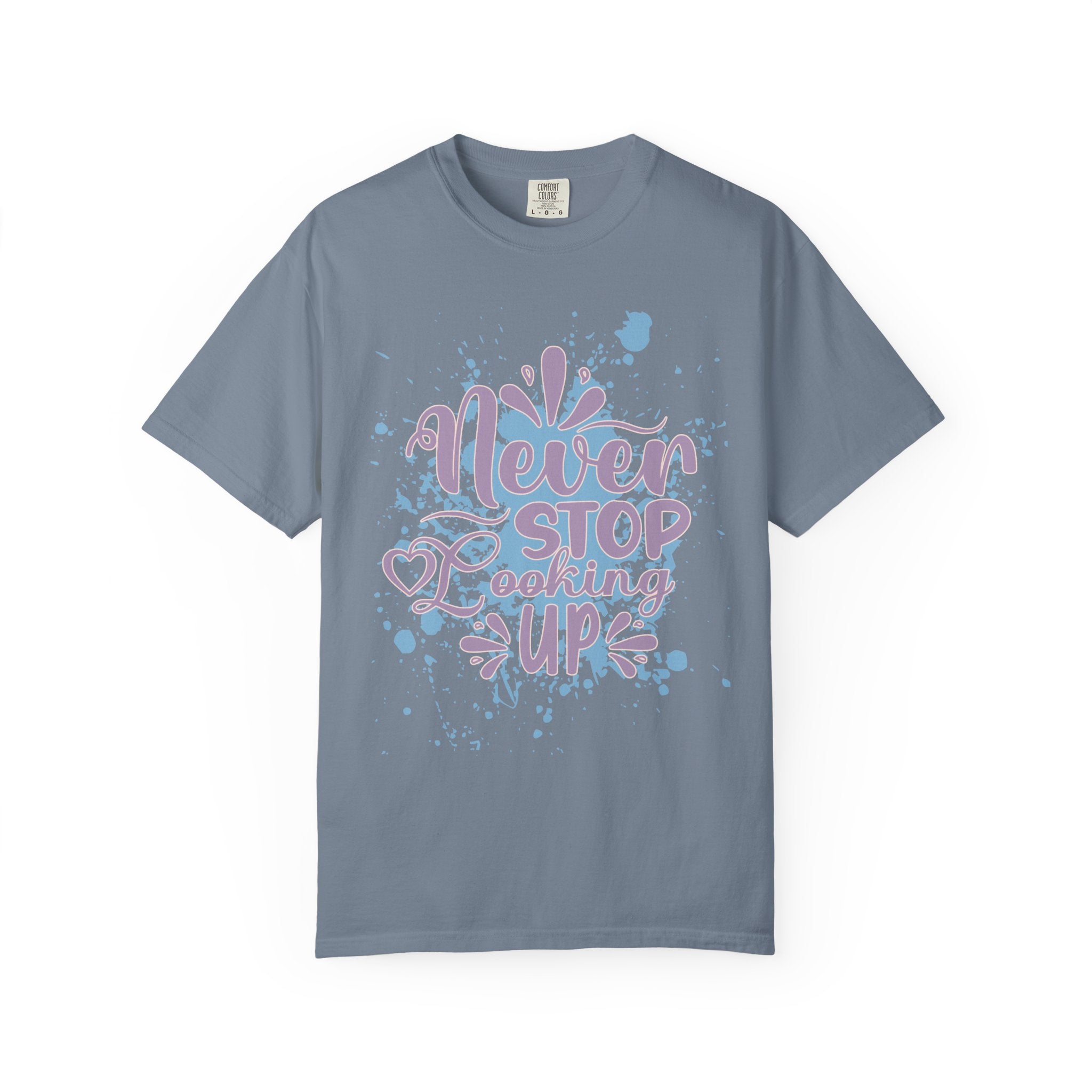 Retro Never Stop Looking Up Tee Textured Inspirational Graphic T-Shirt