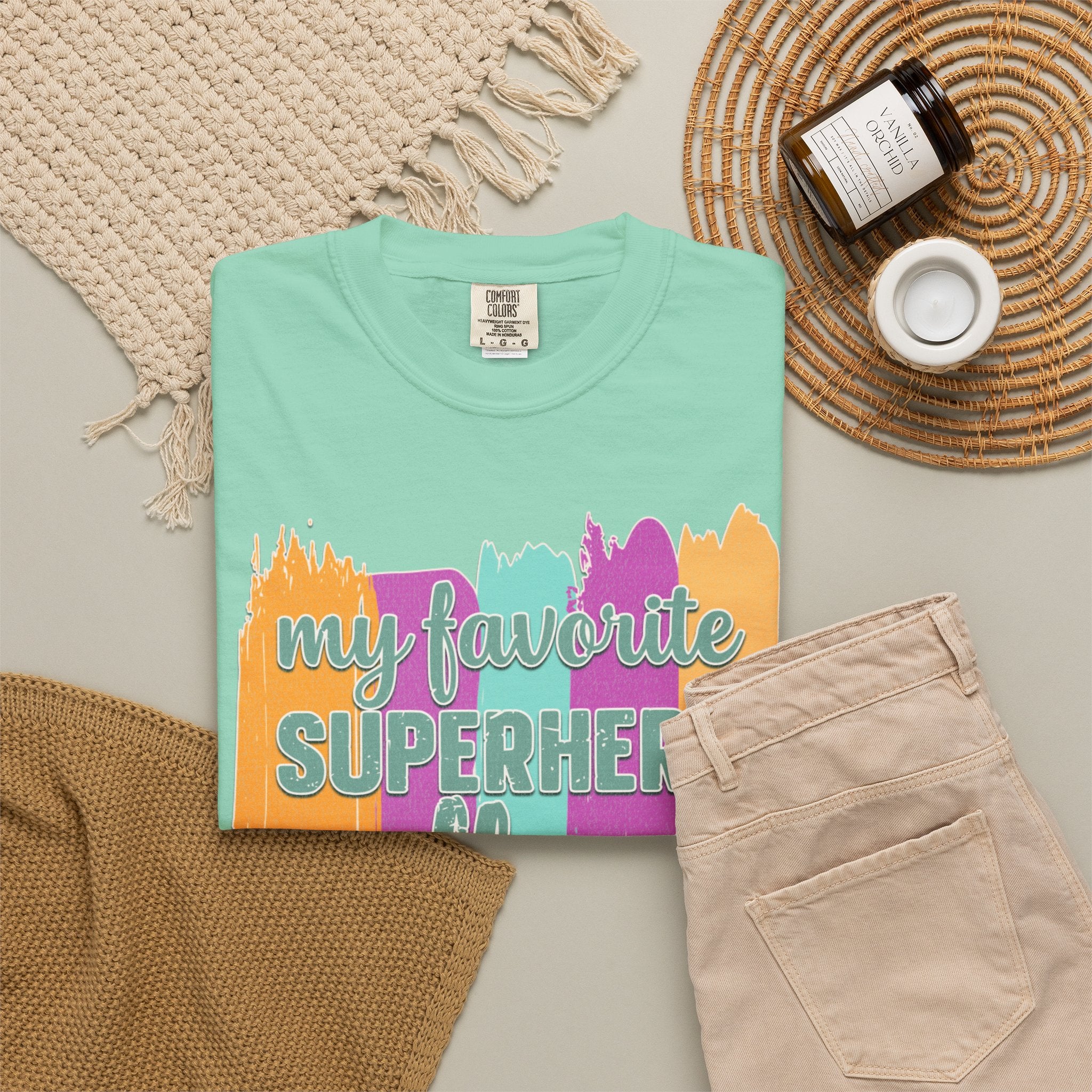 Dad Superhero Textured T-Shirt — "My Favorite Superhero Call Me Dad" Colorful Father's Day Tee
