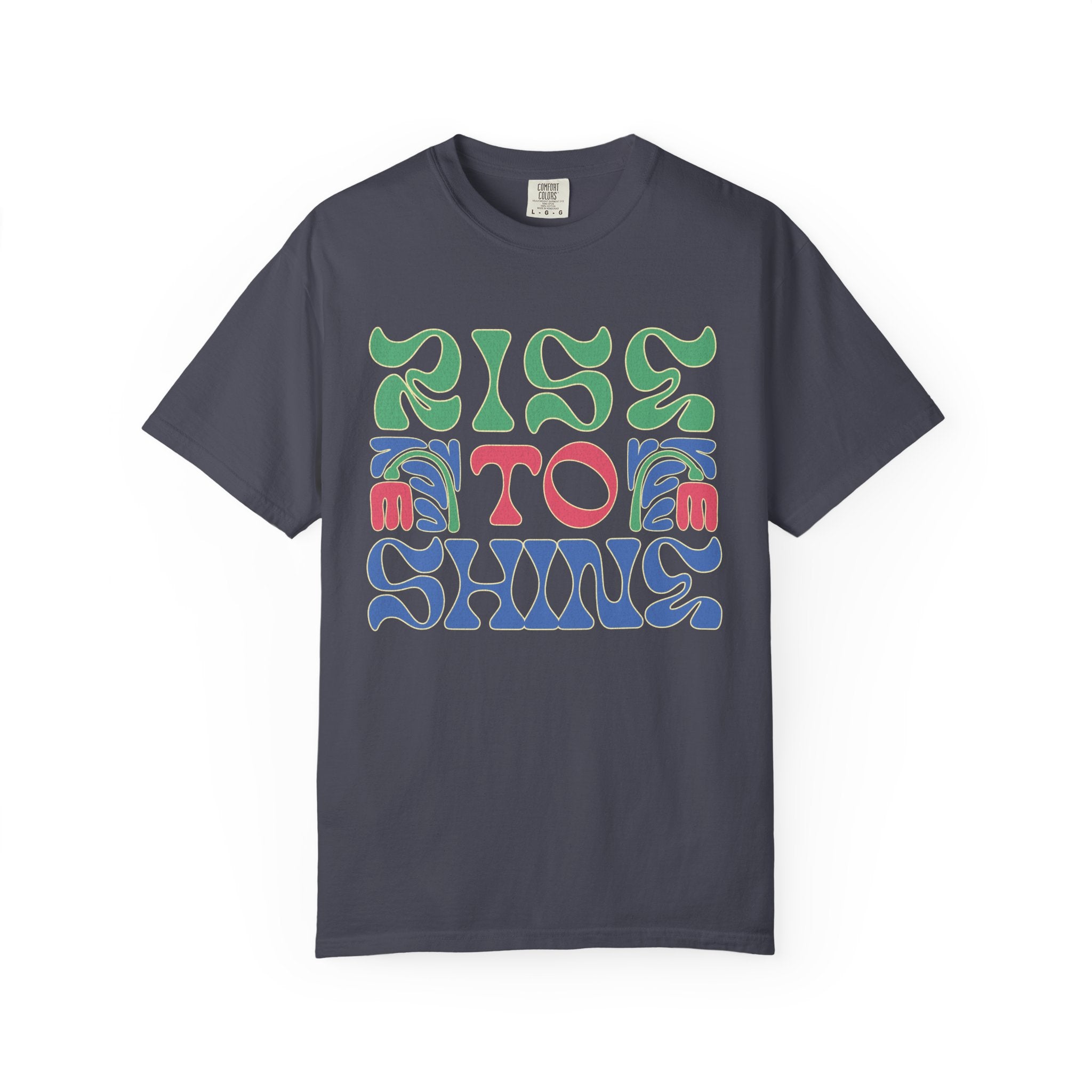 Textured Rise to Shine T-shirt | Retro Psychedelic Lettering