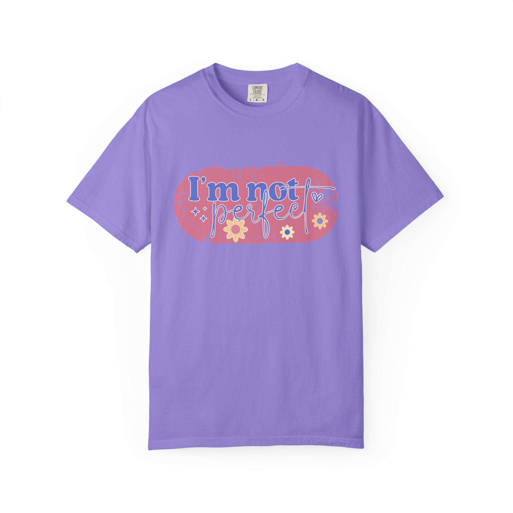I'm Not Perfect Textured Floral T-Shirt — Retro Flower Graphic Tee