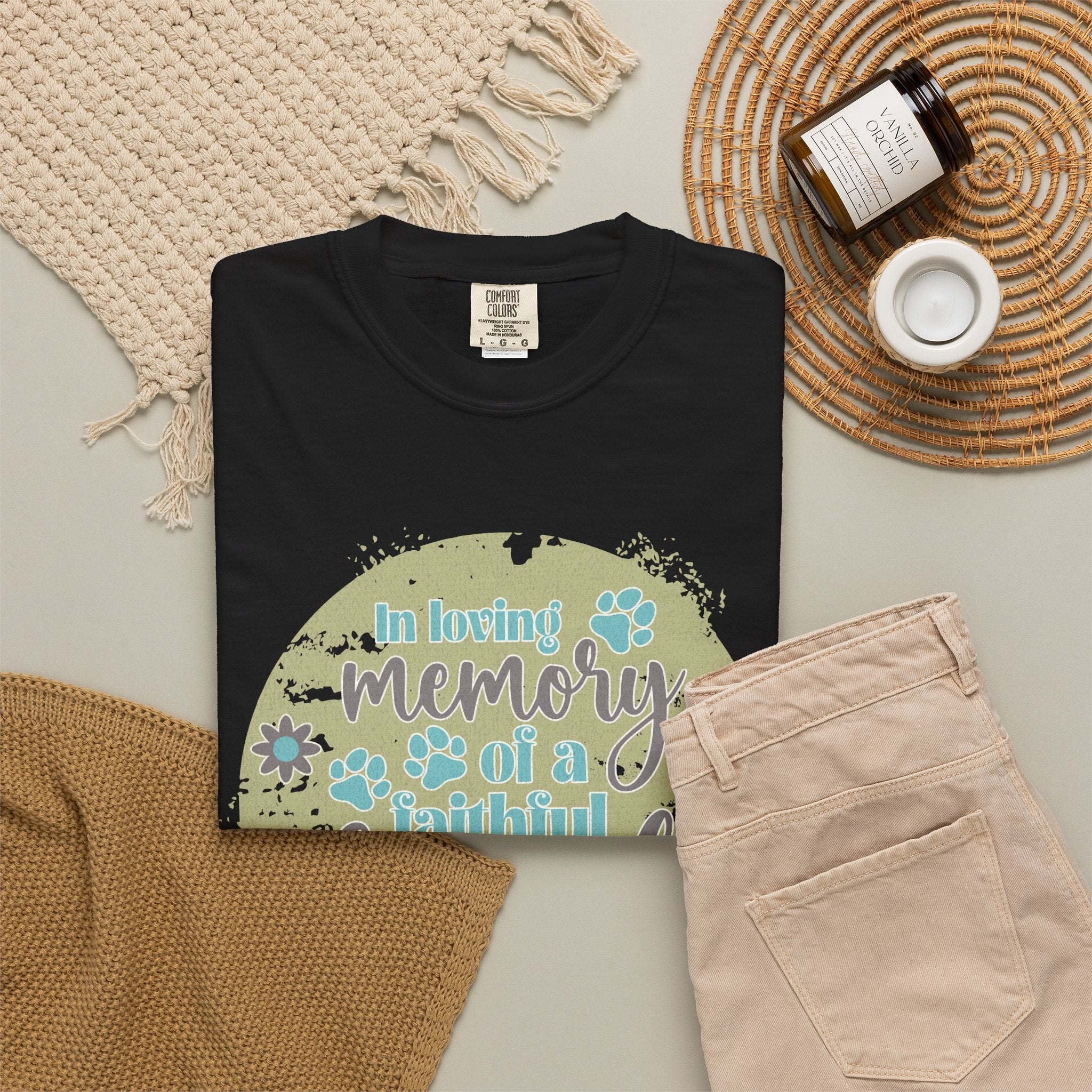 Textured Memorial Dog  Friend T-Shirt — "In Loving Memory of a Faithful Friend" Remembrance Tee