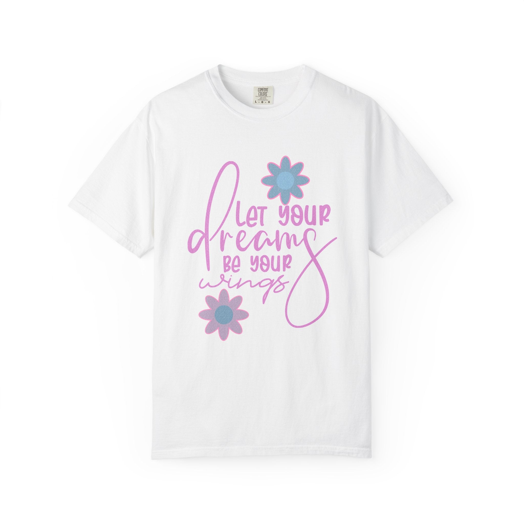 Textured Inspirational Floral Tee — "Let Your Dreams Be Your Wings"