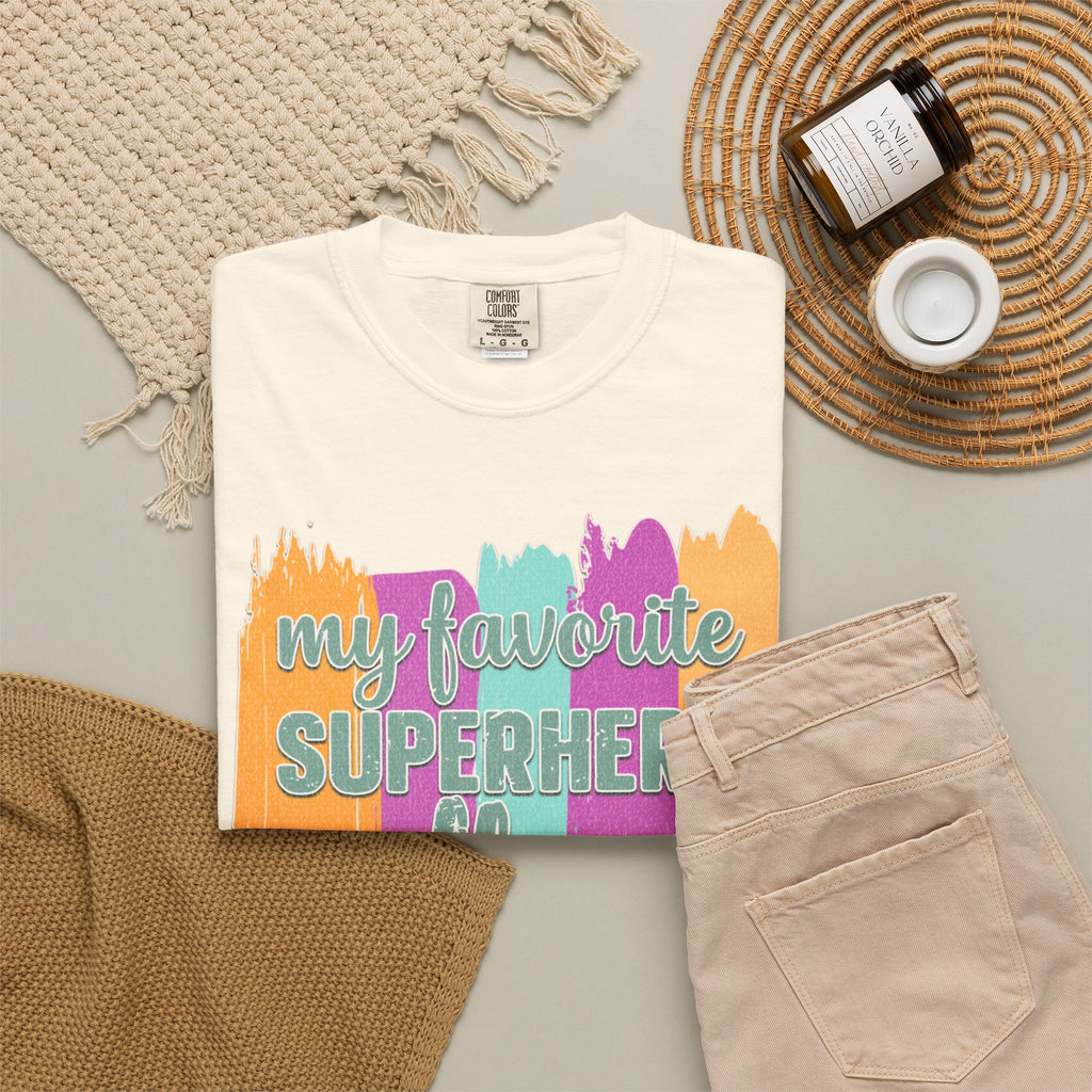 Dad Superhero Textured T-Shirt — "My Favorite Superhero Call Me Dad" Colorful Father's Day Tee