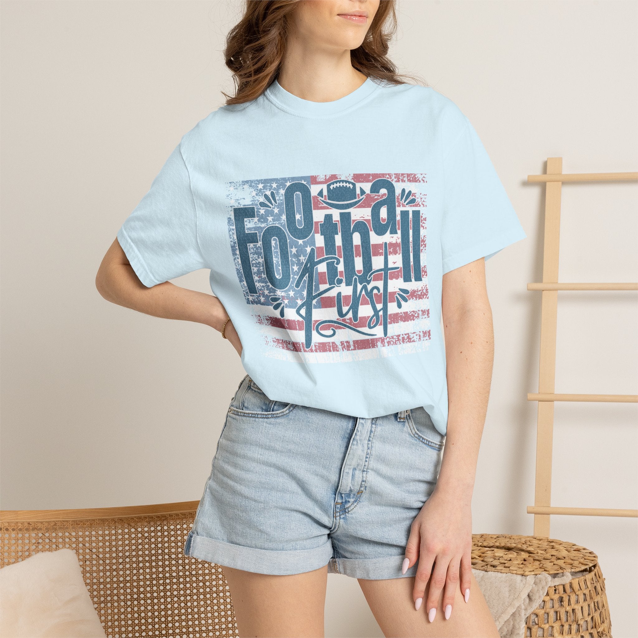 Textured Retro Americana Football First Tee