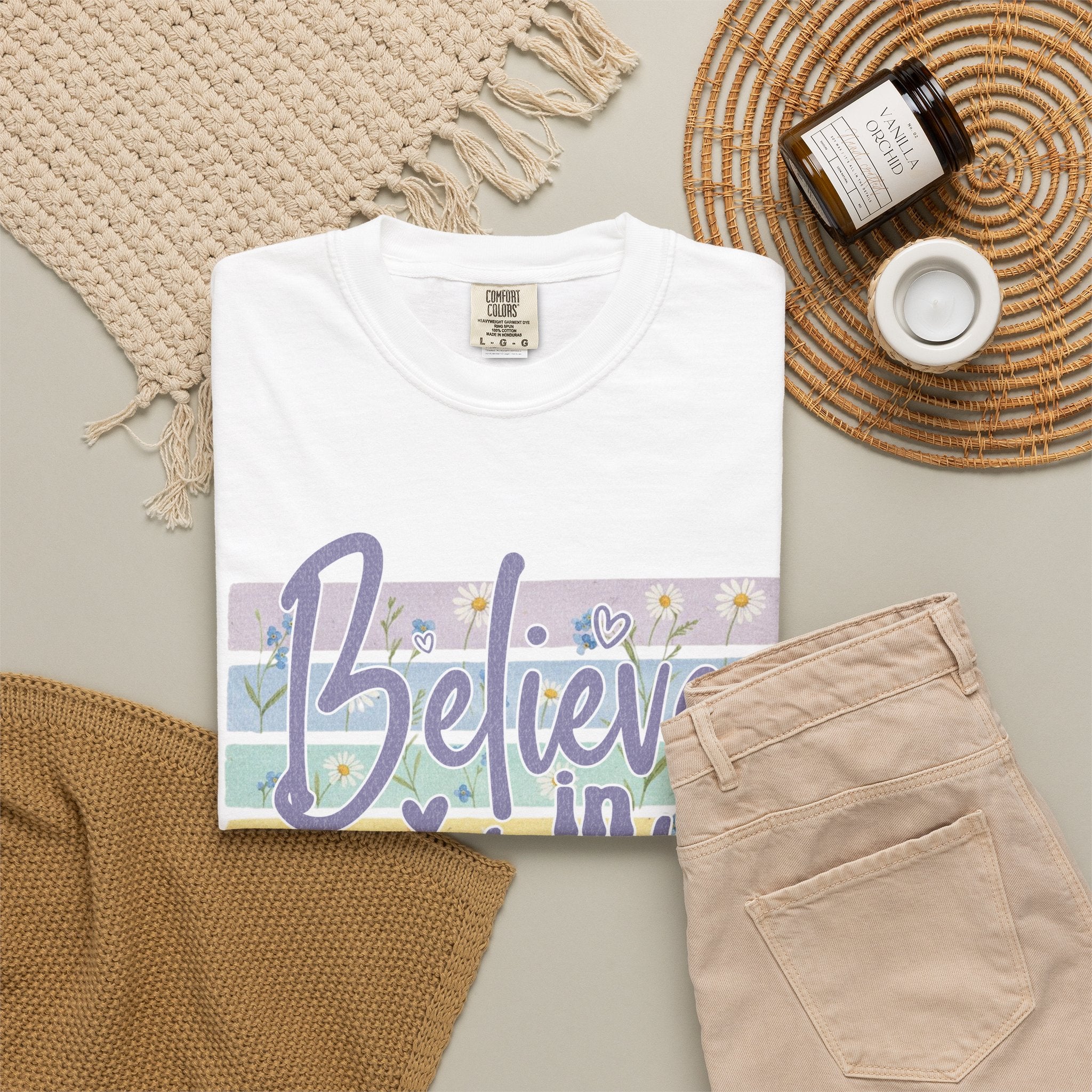 Textured Believe In Yourself T-Shirt — Inspirational Pastel Graphic Tee