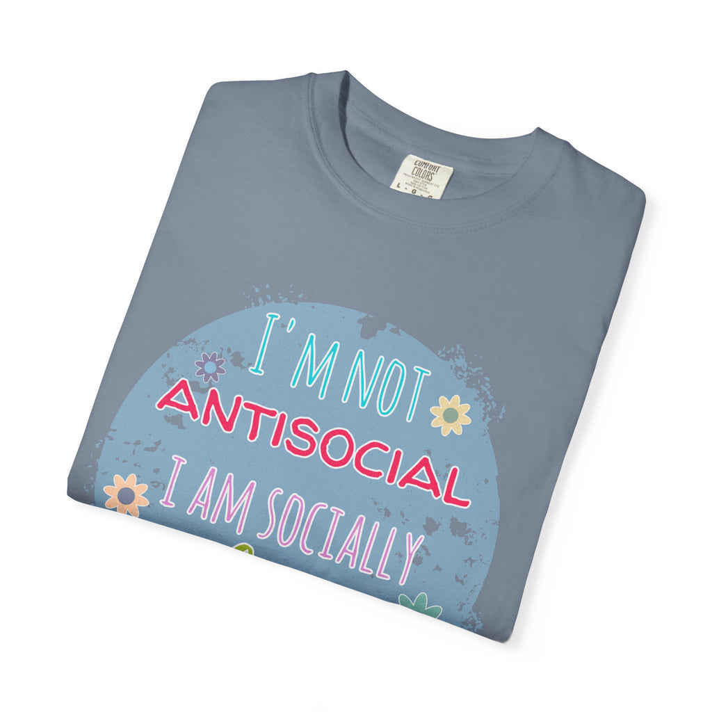 Textured T-Shirt — "I'm Not Antisocial, I Am Socially Selective" Graphic Tee