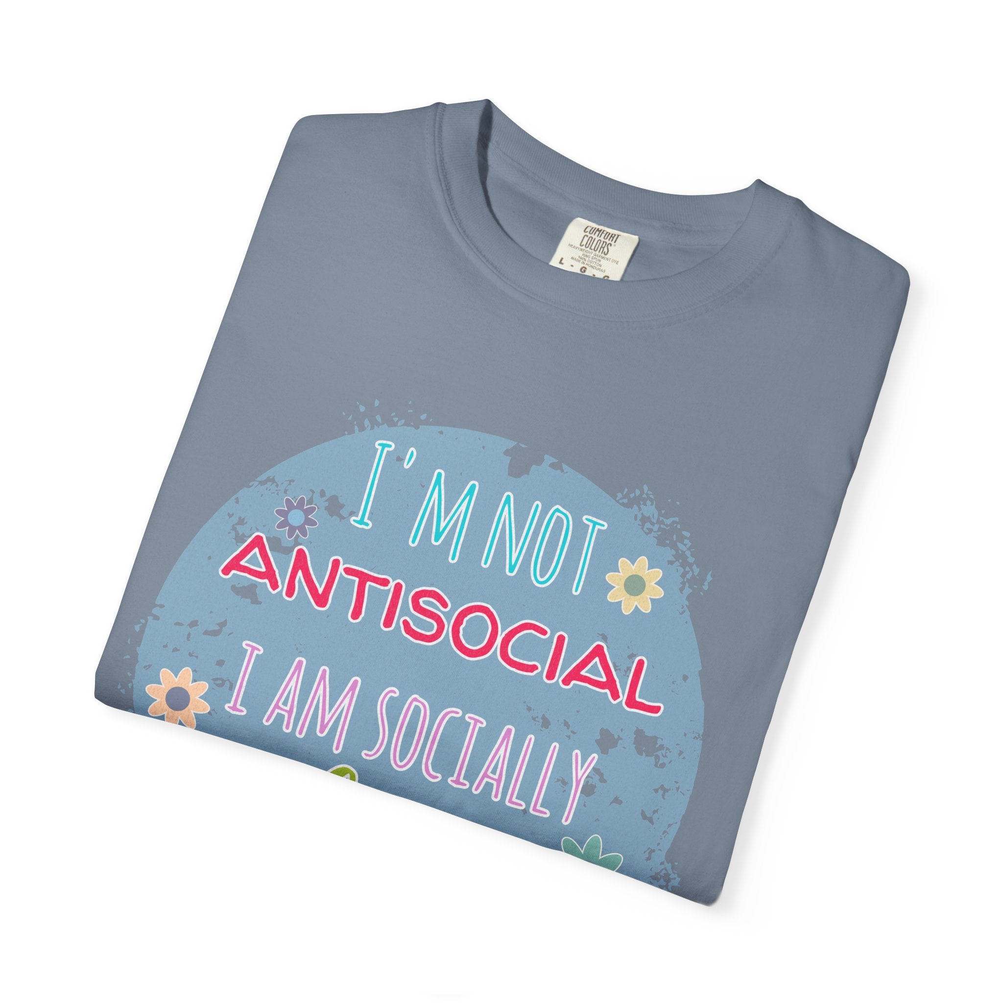 Textured T-Shirt — "I'm Not Antisocial, I Am Socially Selective" Graphic Tee