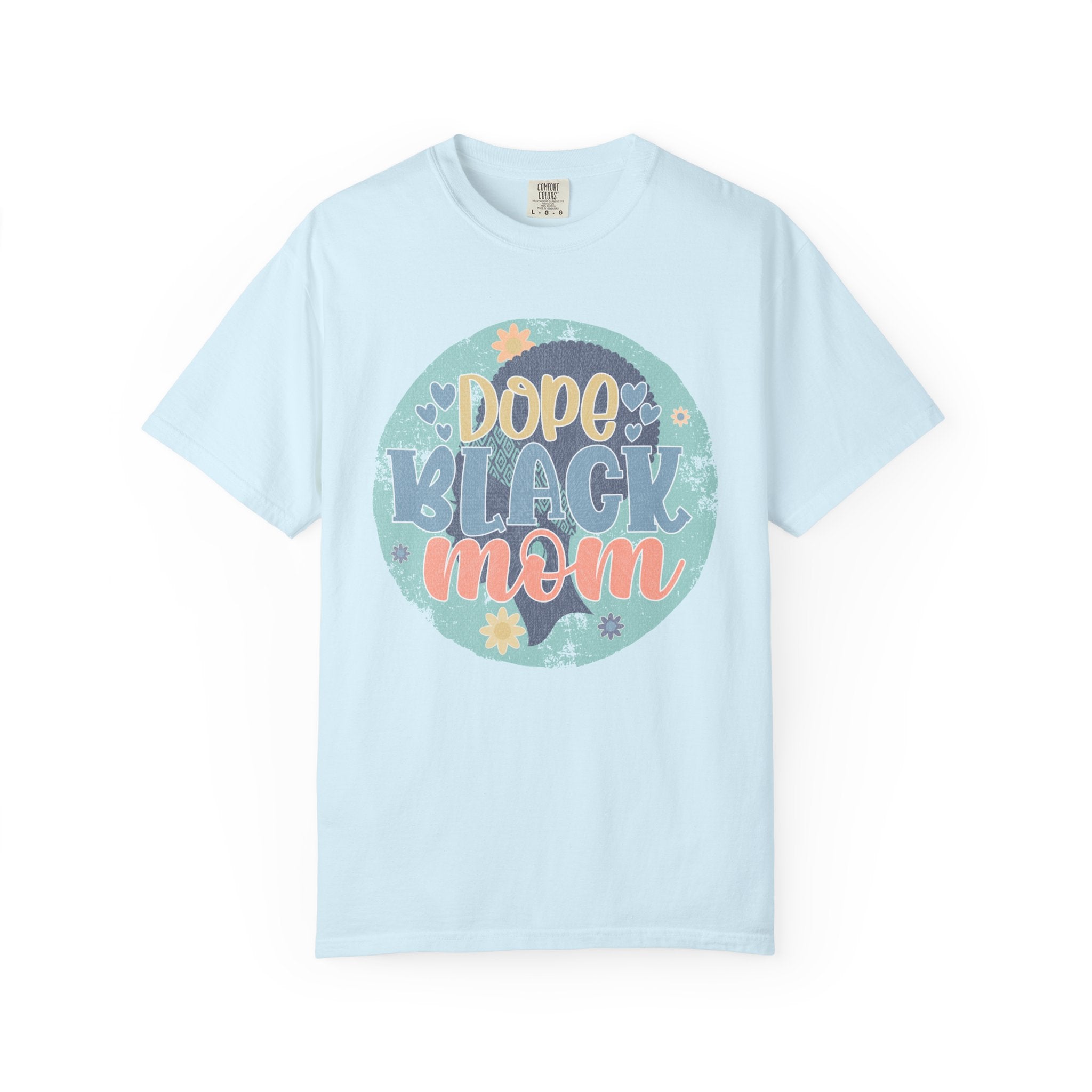 Dope Black Mom Textured T-Shirt — Retro Floral Graphic Tee for Proud Moms