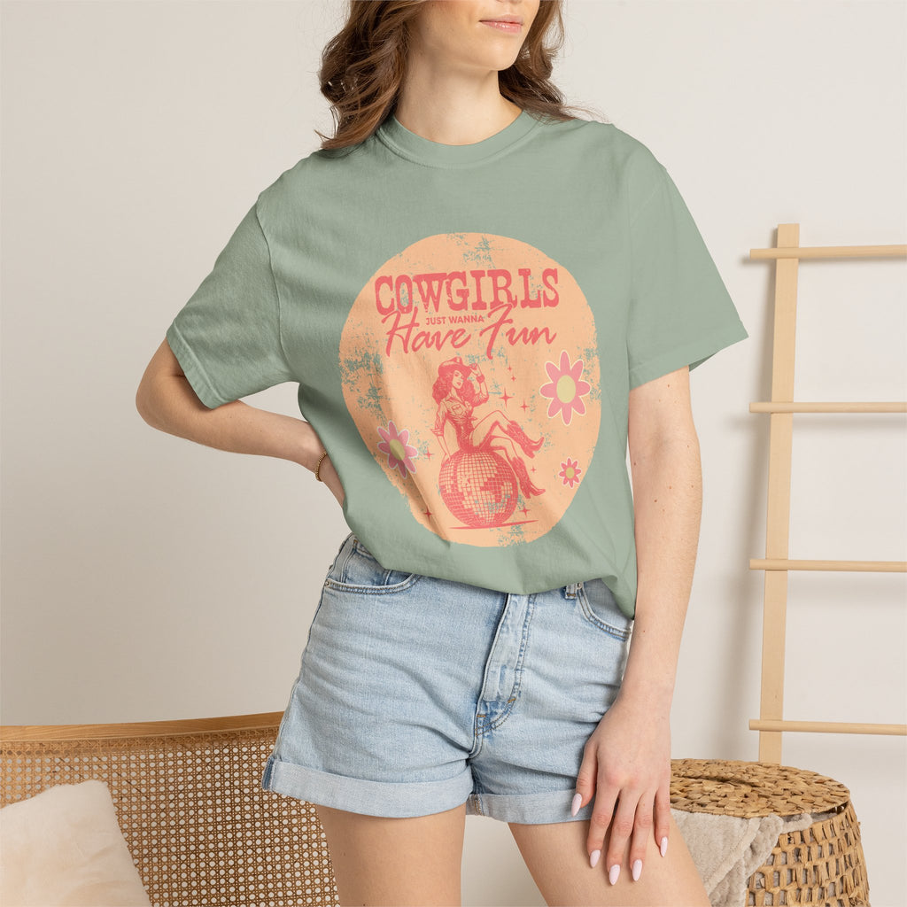 Cowgirls Just Wanna Have Fun Textured Retro Graphic T-Shirt