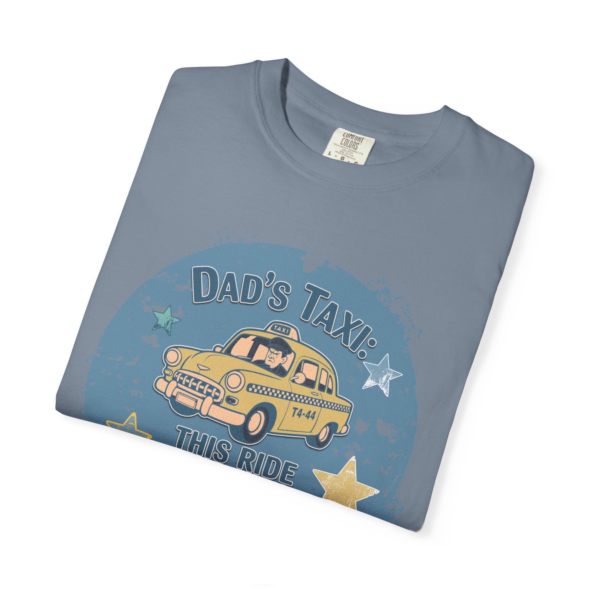 Textured Dad’s Taxi Graphic T-Shirt — “This Ride Includes Unwanted Detours” Vintage Family Humor Tee