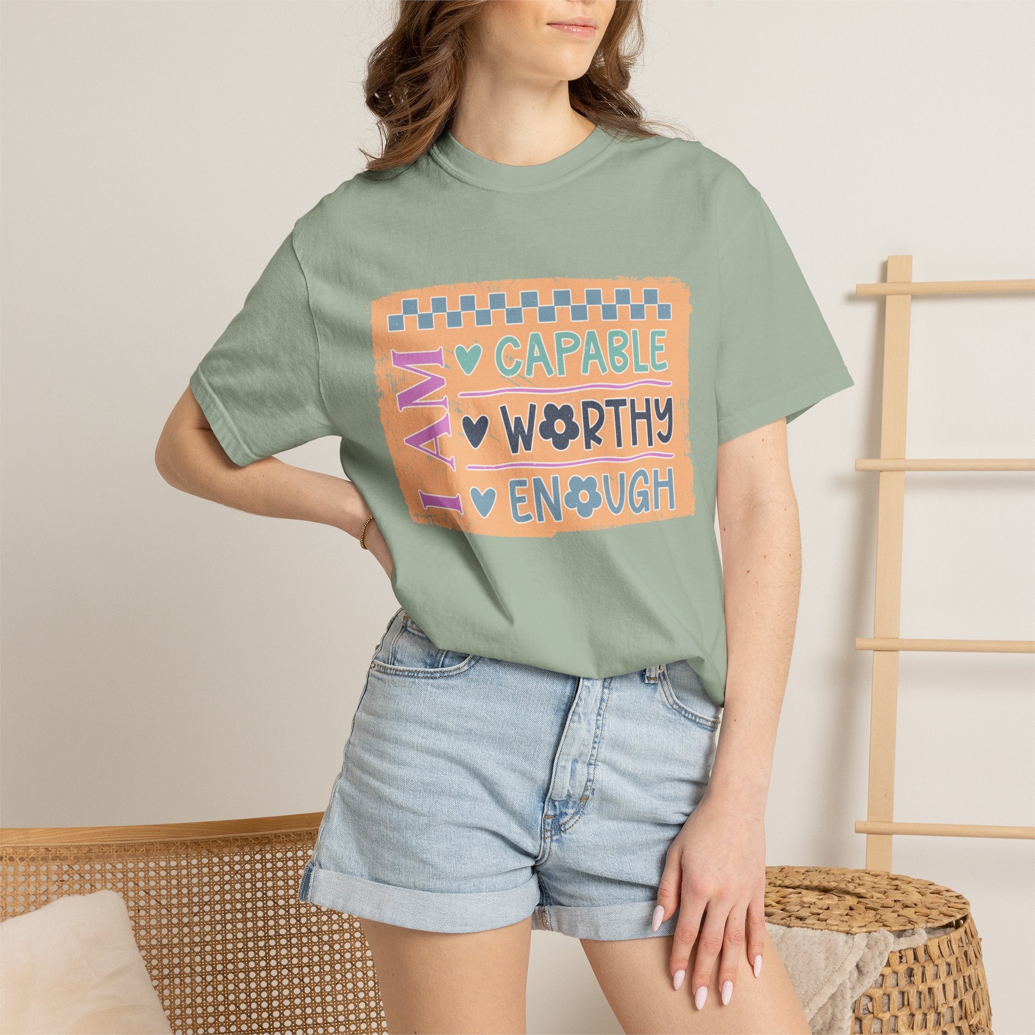 Textured I Am Capable Worthy Tee