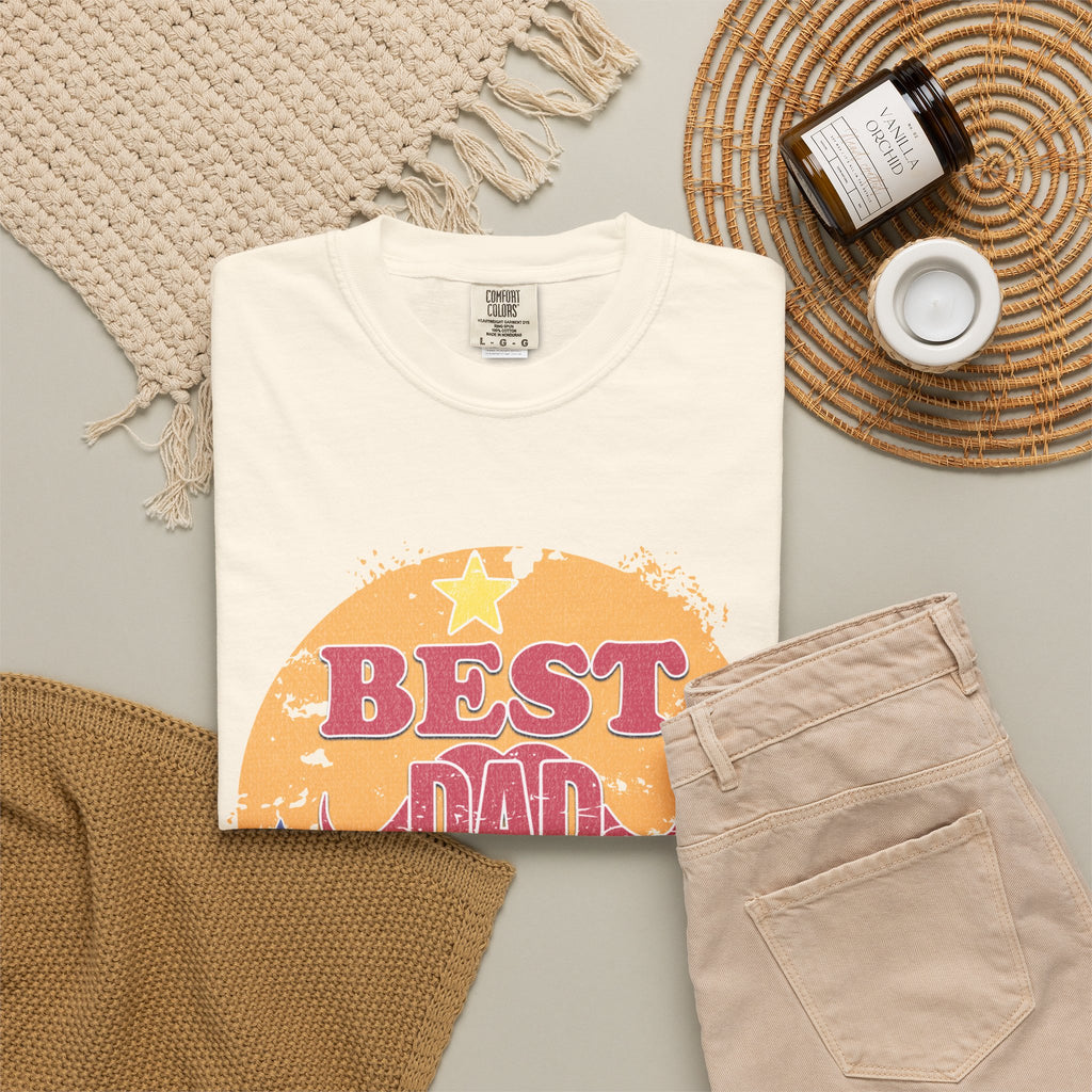 Textured Best Dad Ever T-Shirt — Retro Stars Father’s Day Tee