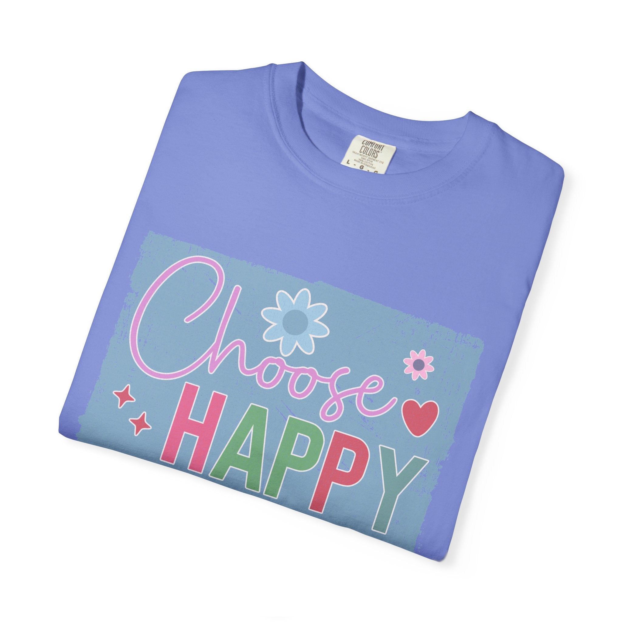 Choose HappyTextured T-Shirt — Positive Floral Graphic Tee