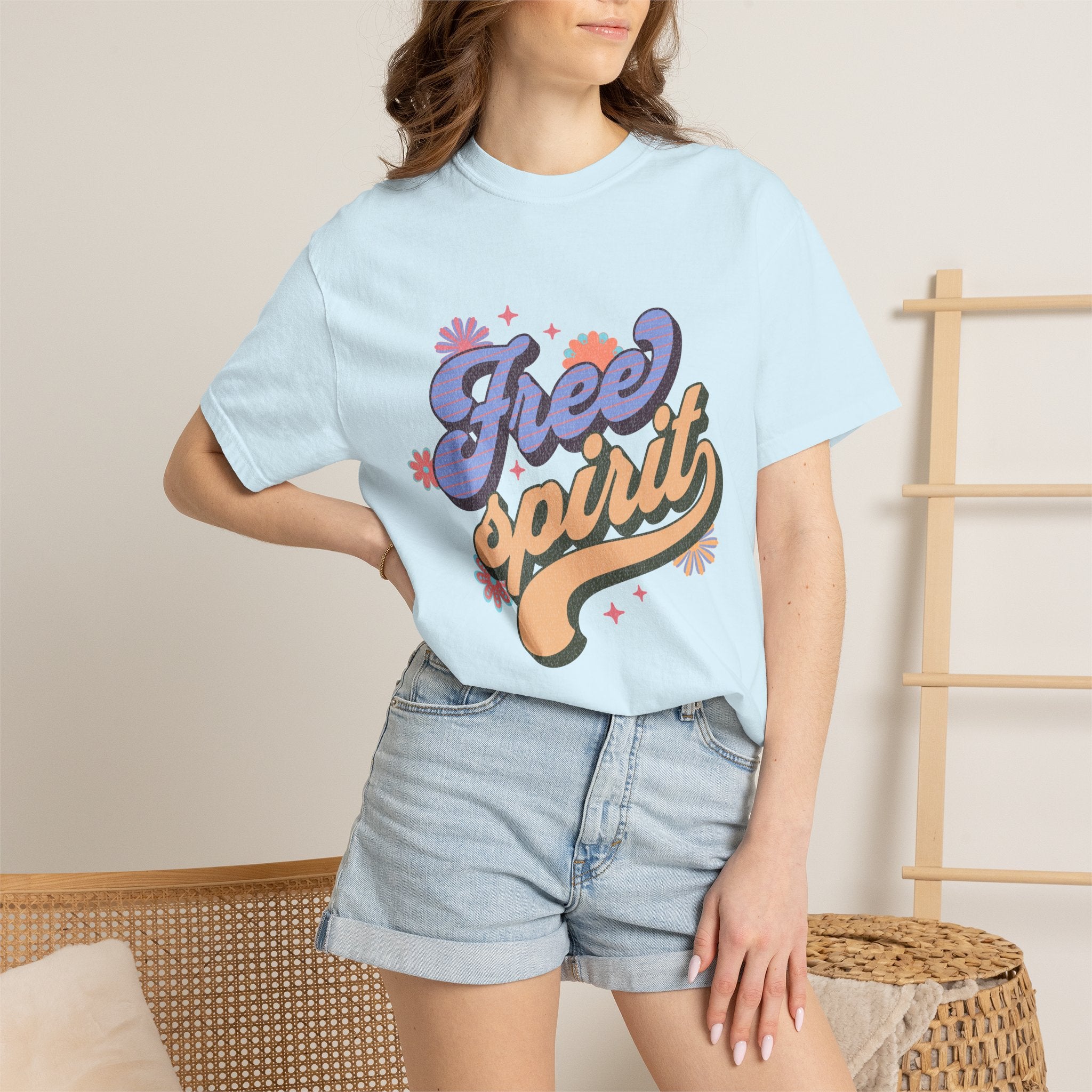 Textured Free Spirit T-Shirt — Retro Hand-Lettered Graphic Tee