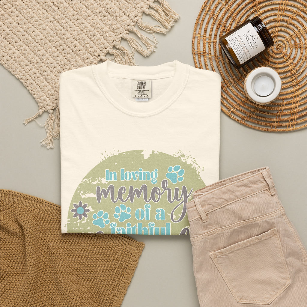 Textured Memorial Dog  Friend T-Shirt — "In Loving Memory of a Faithful Friend" Remembrance Tee