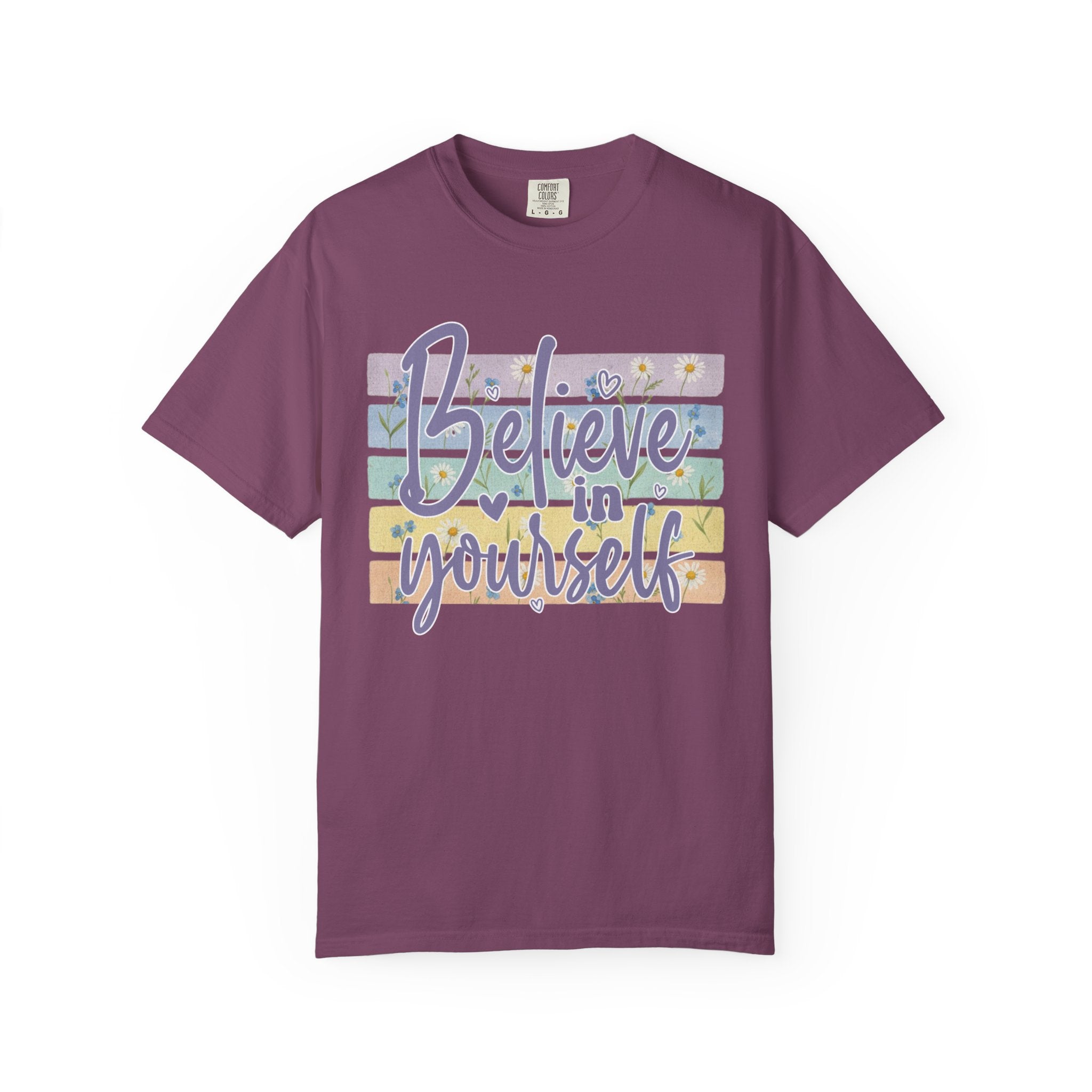 Textured Believe In Yourself T-Shirt — Inspirational Pastel Graphic Tee