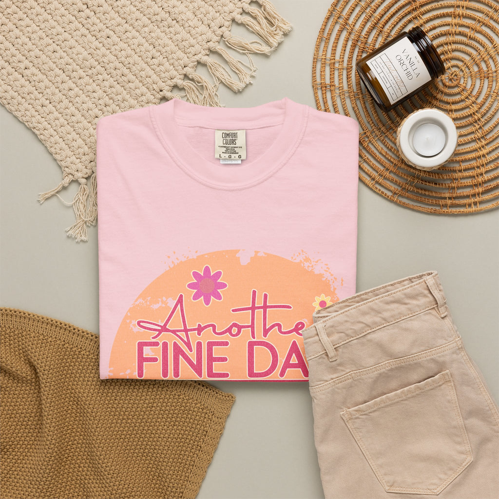 T-Shirt — "Another Fine Day Ruined by Adulthood"Textured Retro Floral Graphic