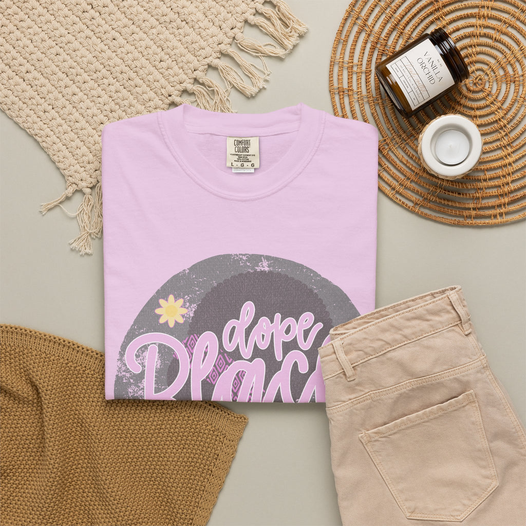 Dope Black Mom Textured  T-Shirt — Retro Script Graphic Tee for Proud Moms