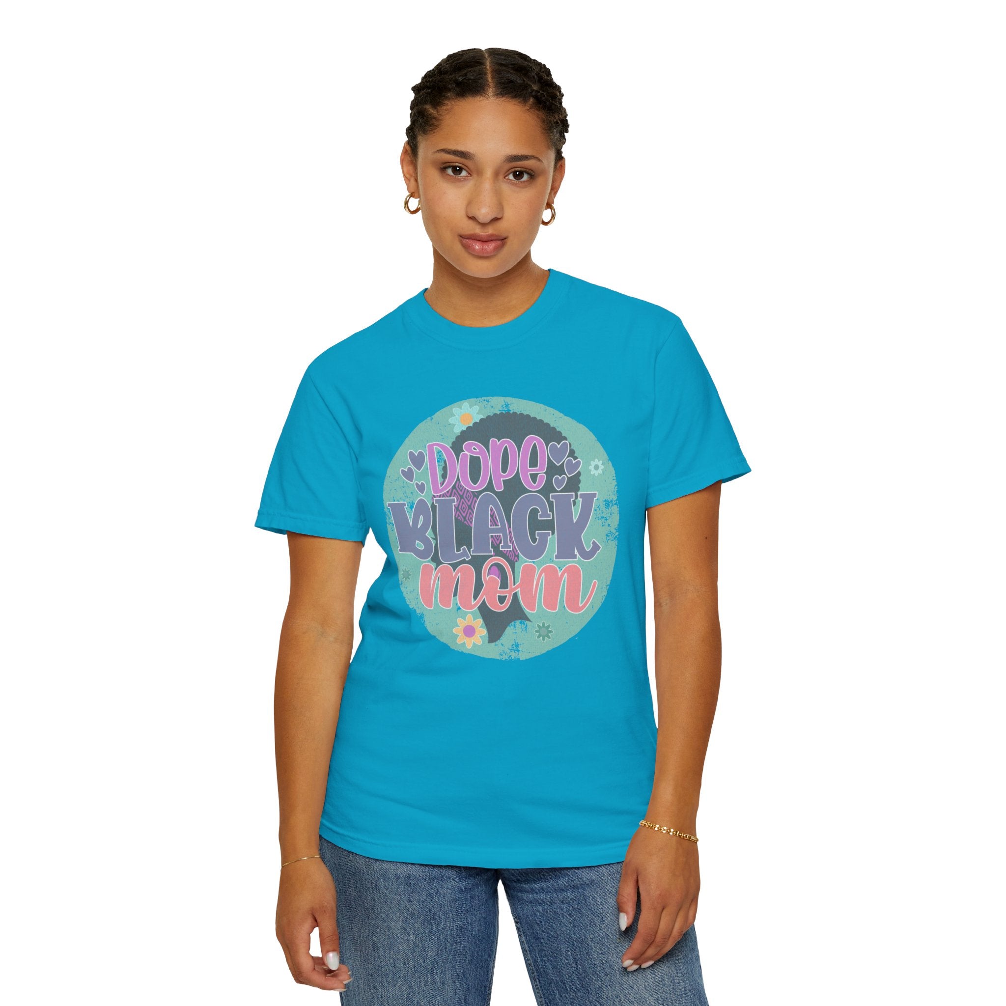 Dope Black Mom Textured T-Shirt — Retro Floral Pride Tee for Black Mothers