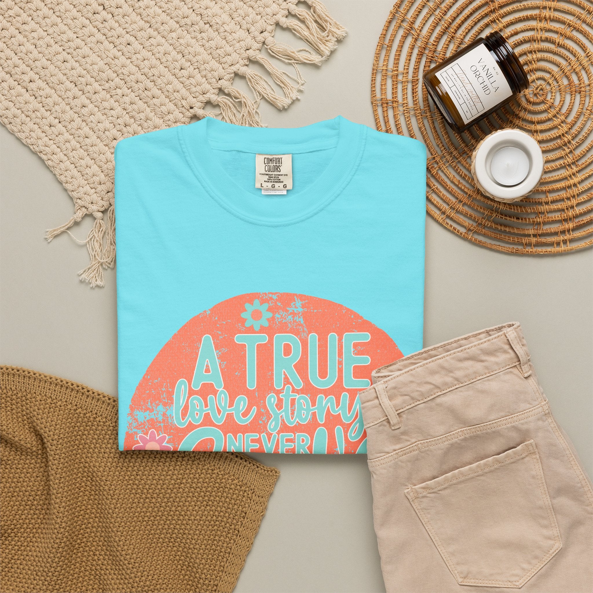 Textured A True Love Story Never Ends T-Shirt