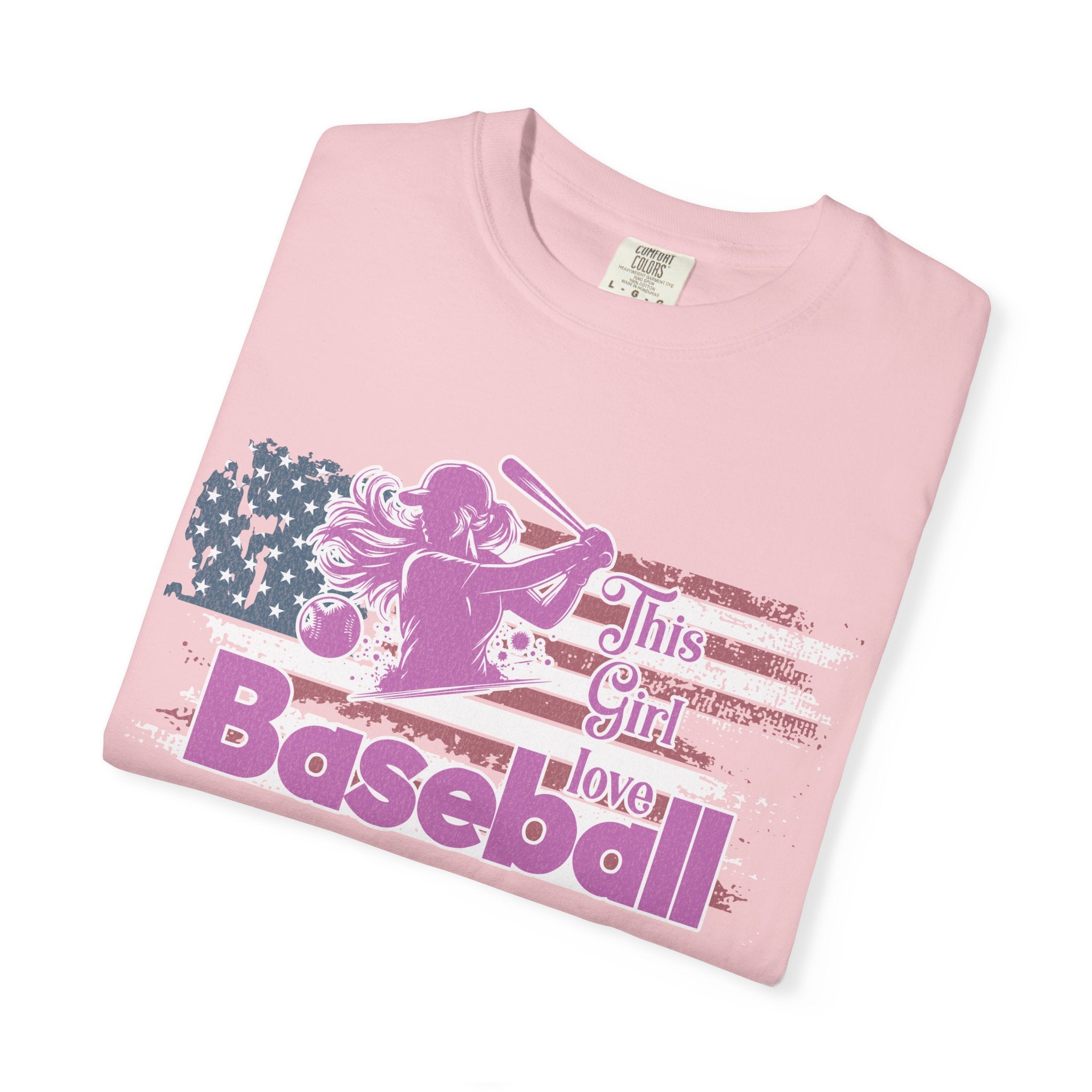 Texture This Girl Loves Baseball Shirt Vintage American Flag Pink Design