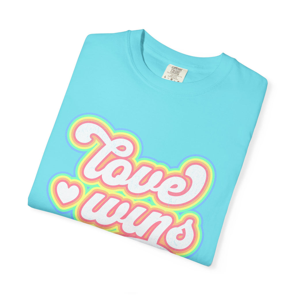 Textured Retro 'Love Wins' T-Shirt — Rainbow Script Pride Tee