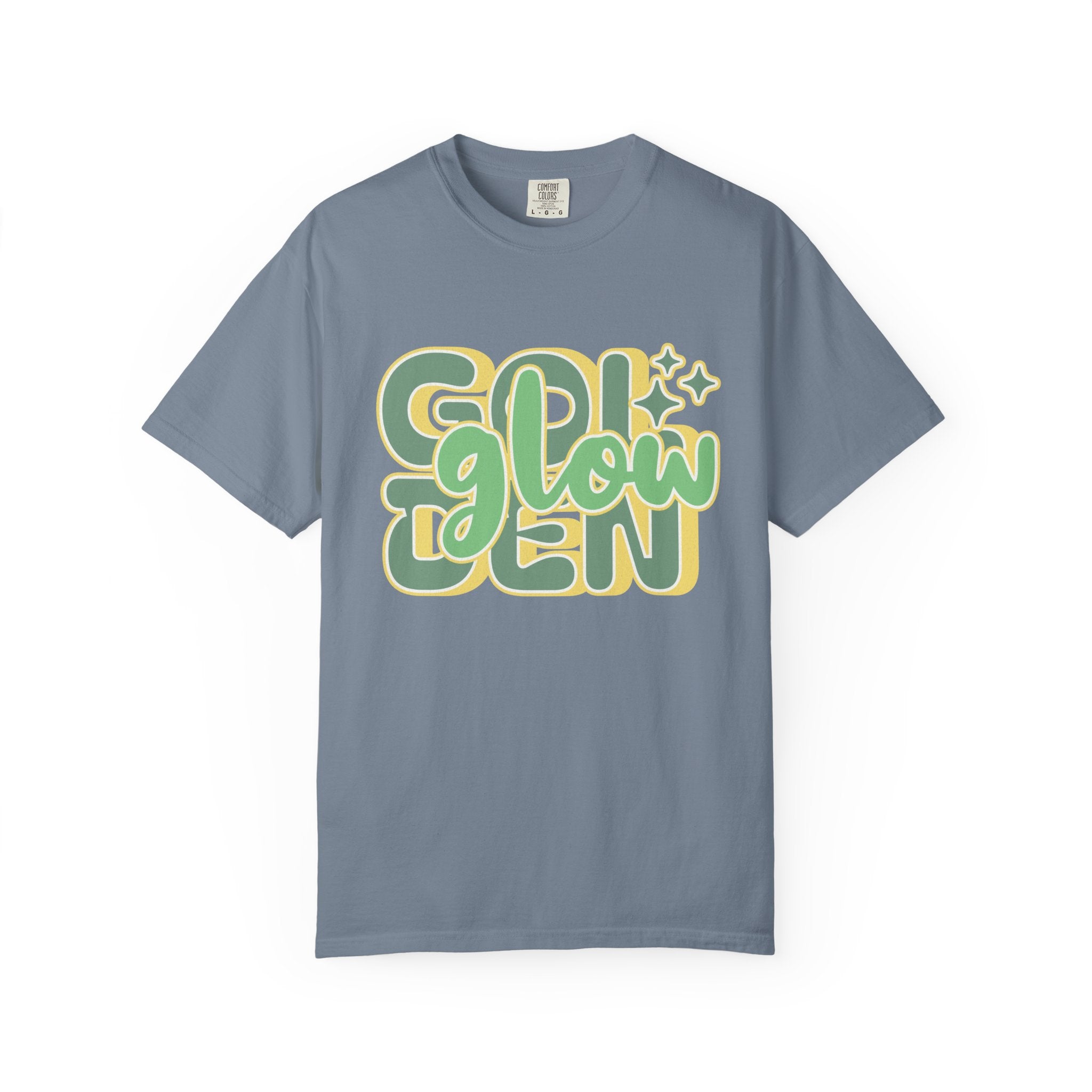 Golden Glow Textured T-Shirt — Retro 'Glow' Graphic Tee