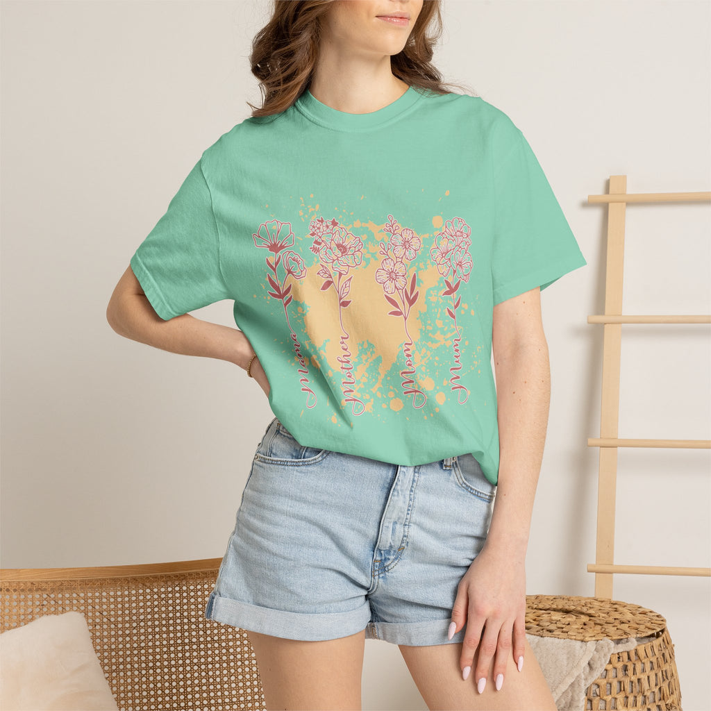 Floral Mama Textured Tee — Mothers Day Garden Blossom T-Shirt