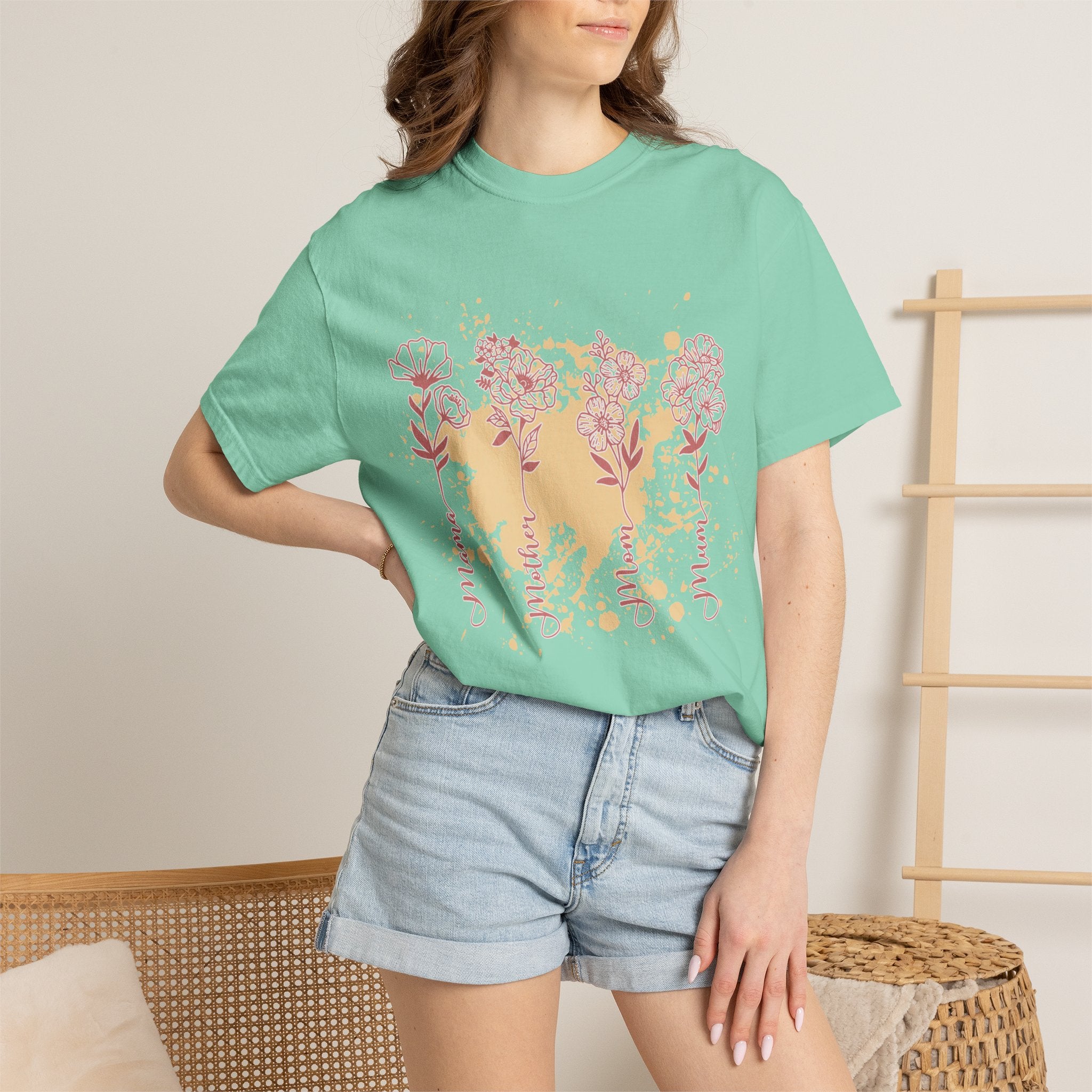 Floral Mama Textured Tee — Mothers Day Garden Blossom T-Shirt