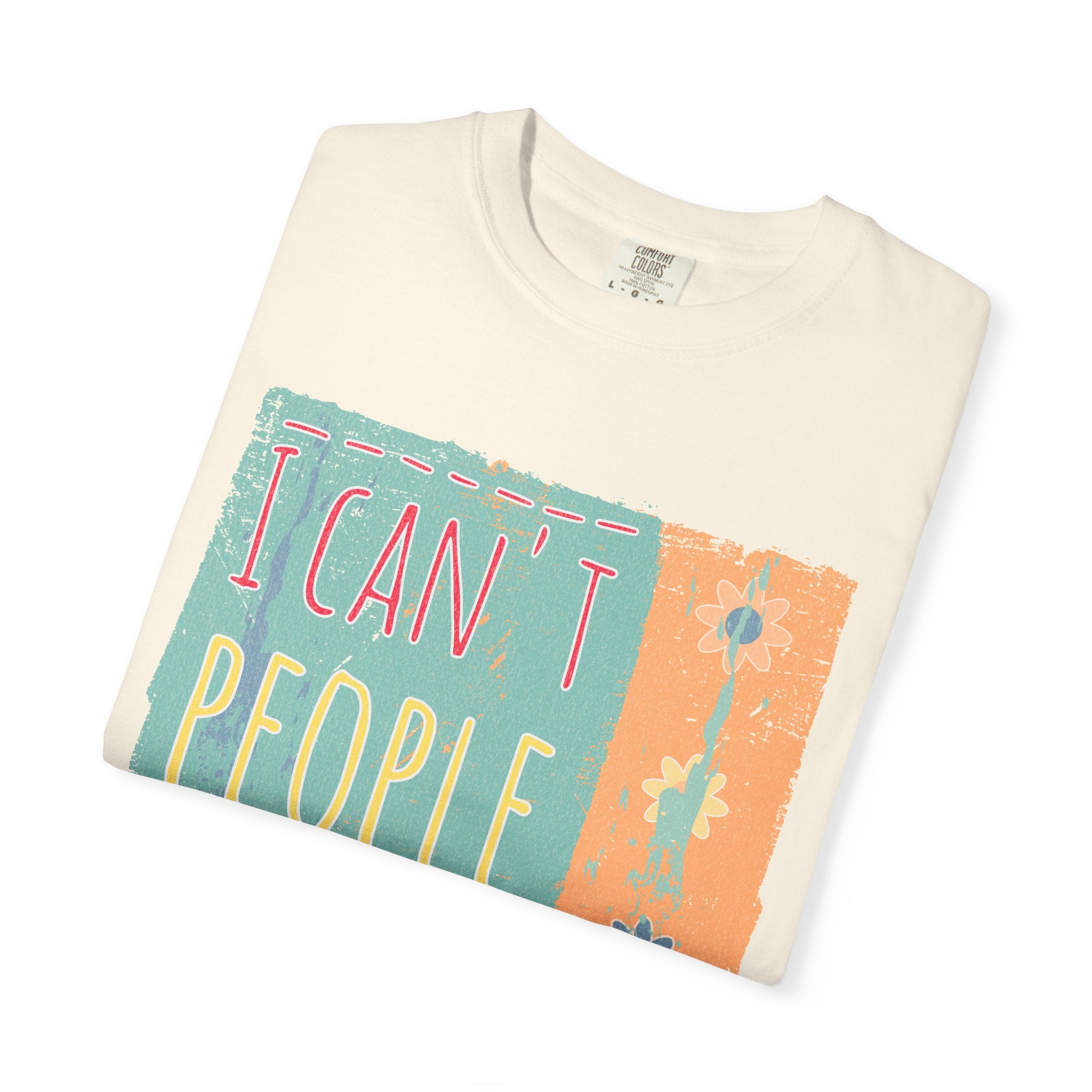 Textured I Can't People Today T-Shirt — Funny Introvert Graphic Tee