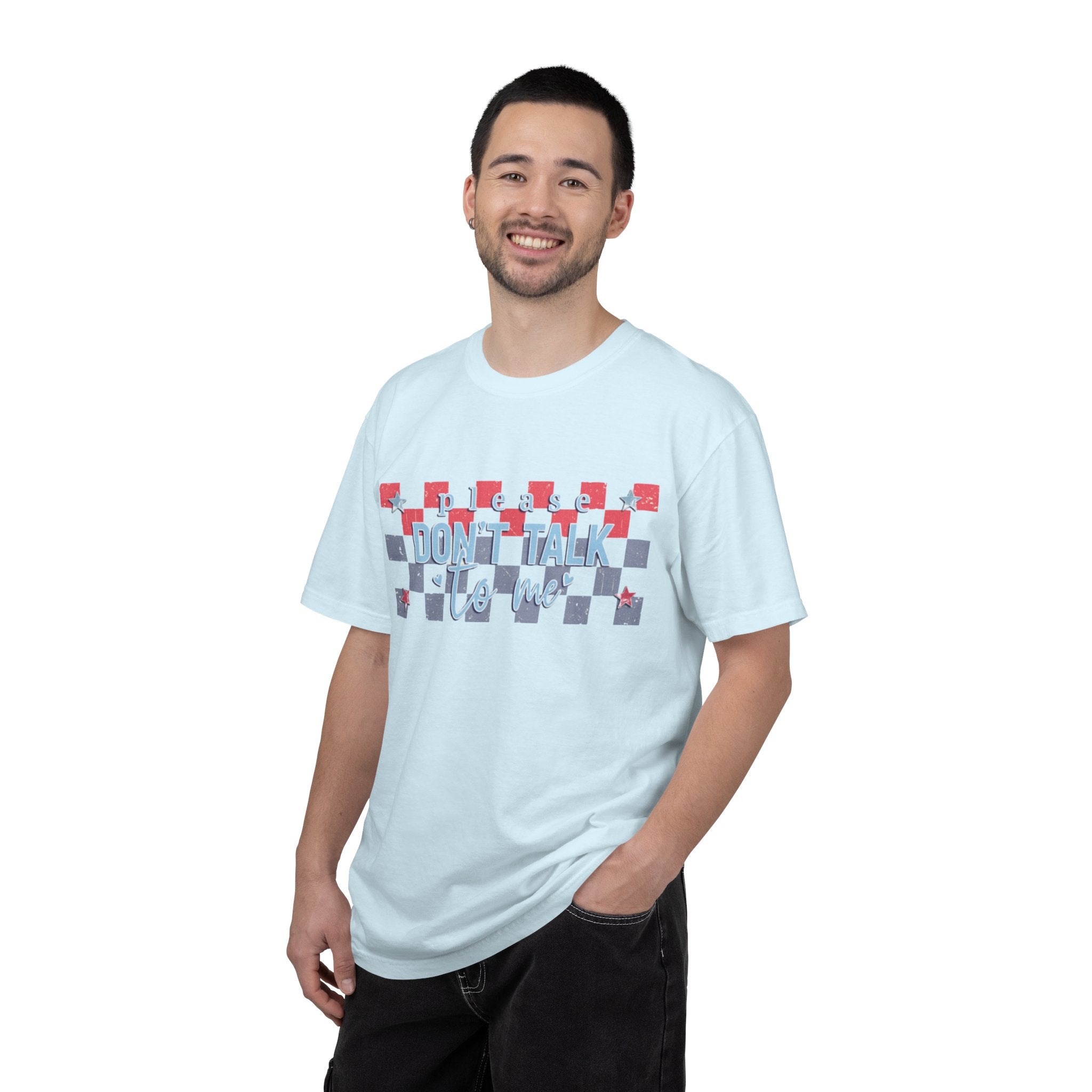 Textured Don’t Talk to Me Checkerboard T-Shirt — Retro USA Graphic Tee