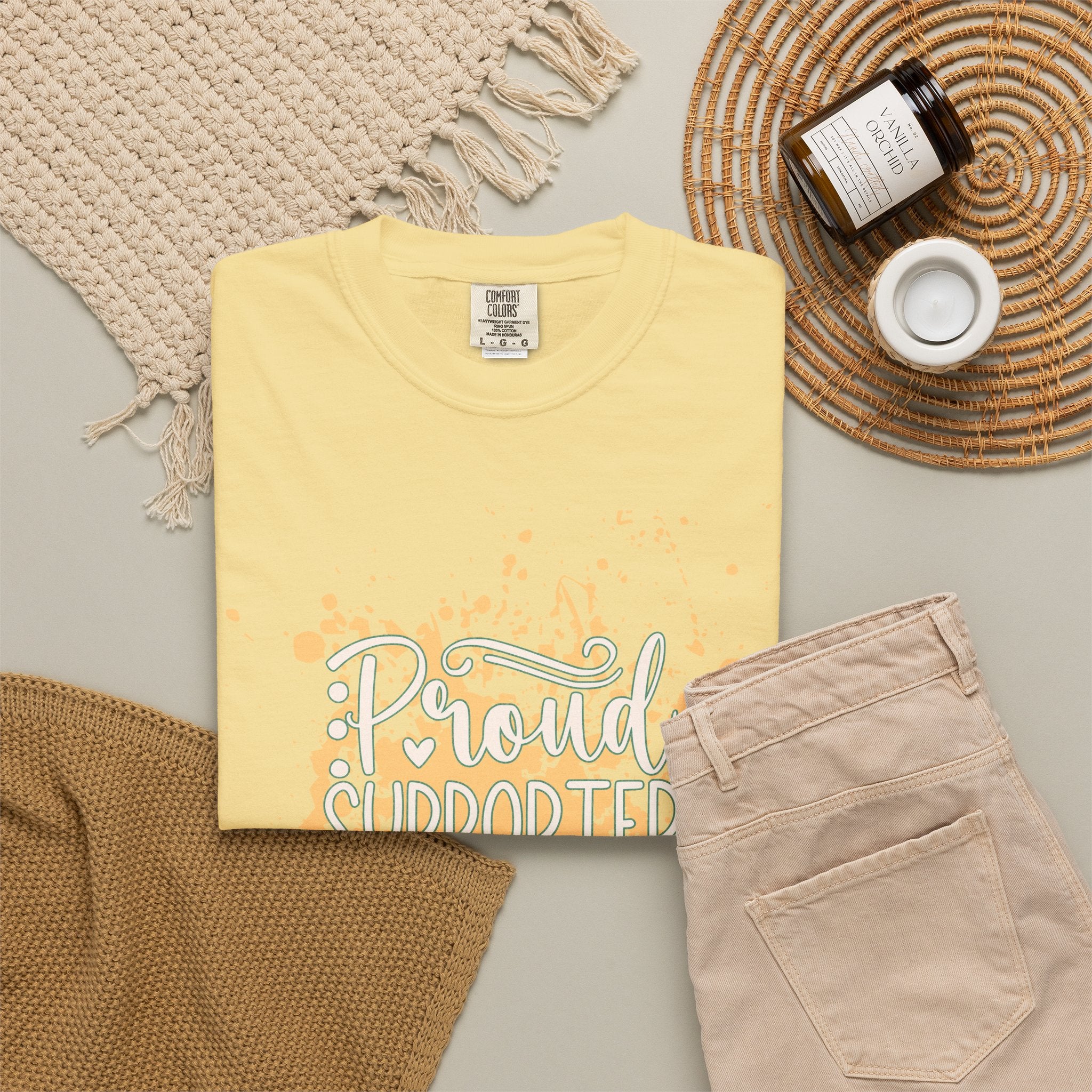 Textured Support My Messy Hair T-Shirt — Funny Mom/Parent Casual Tee