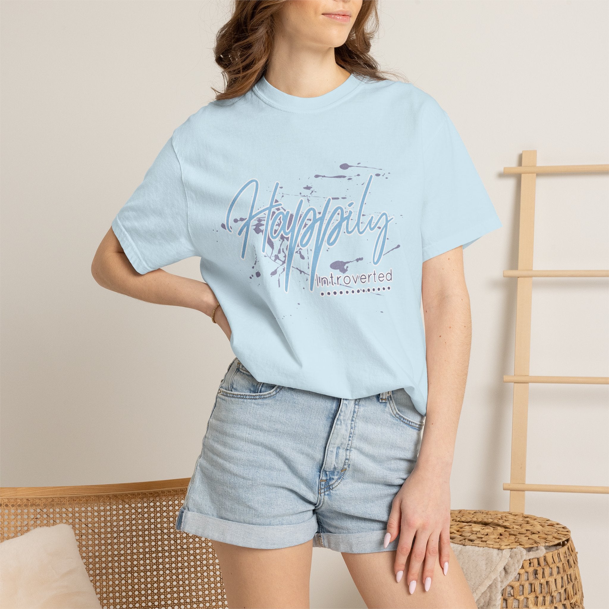 Introverted Aesthetic Textured T-Shirt — 'Anti-Social' Minimal Script Graphic