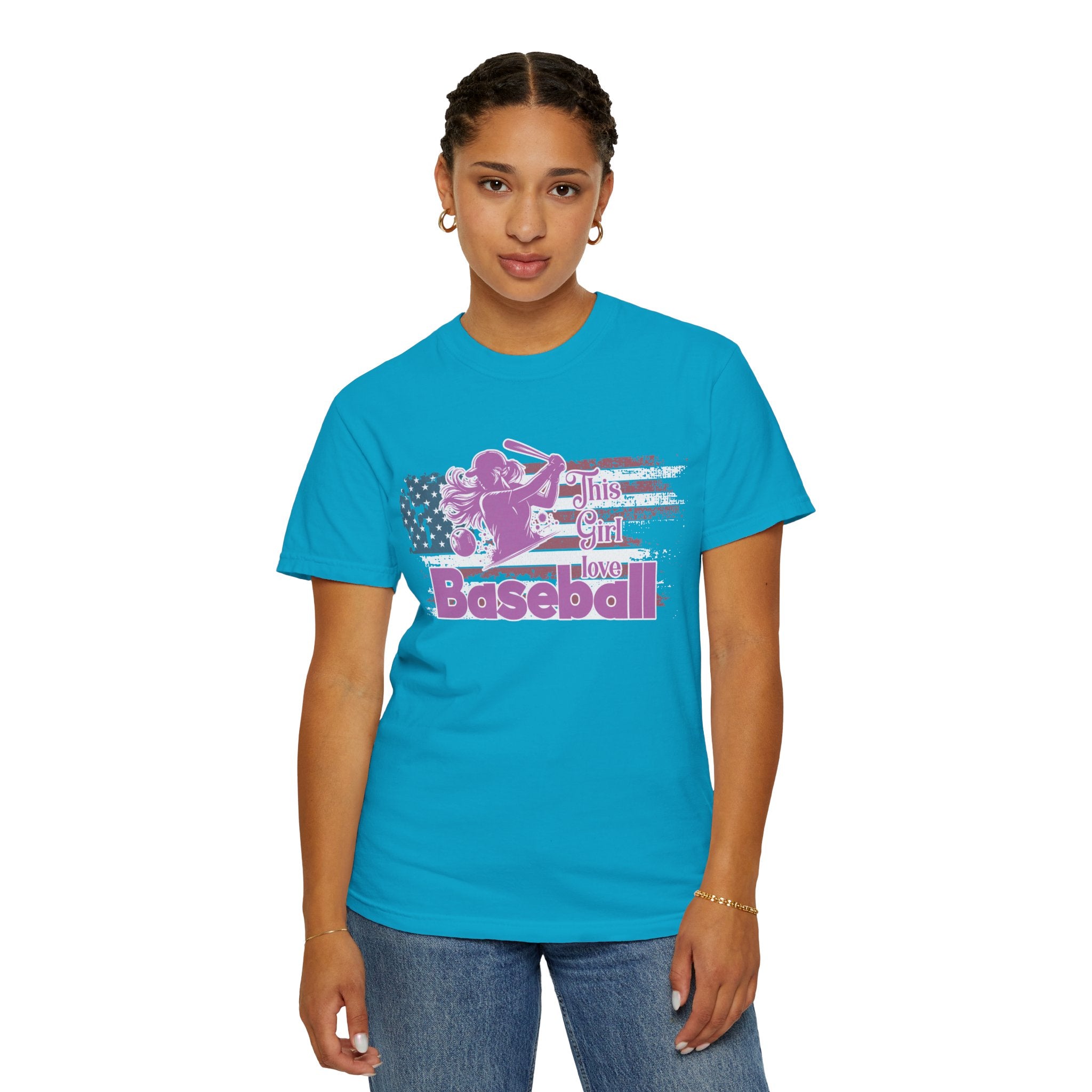 Texture This Girl Loves Baseball Shirt Vintage American Flag Pink Design