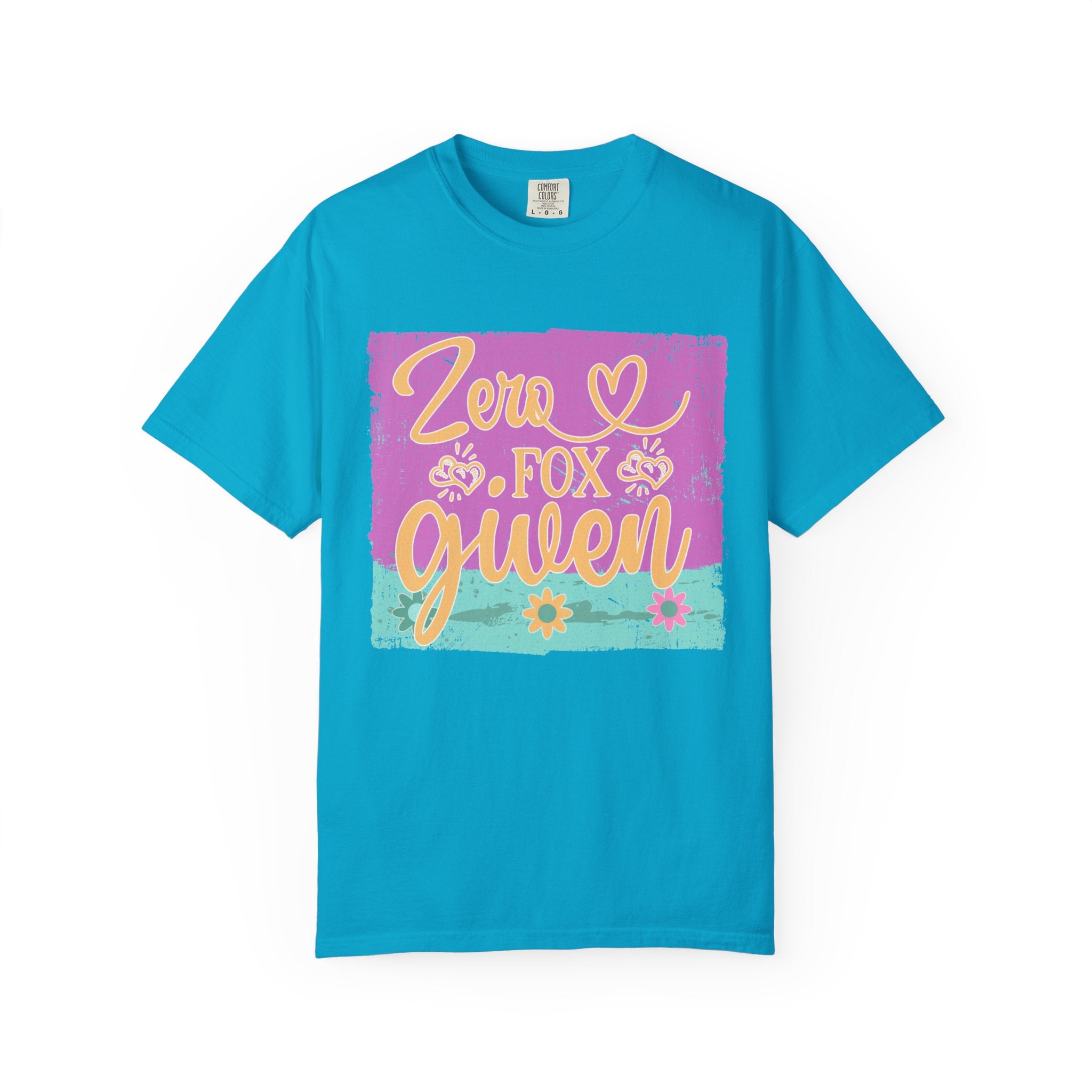 Textured T-Shirt — "Zero Fox Given" Retro Floral Graphic Tee