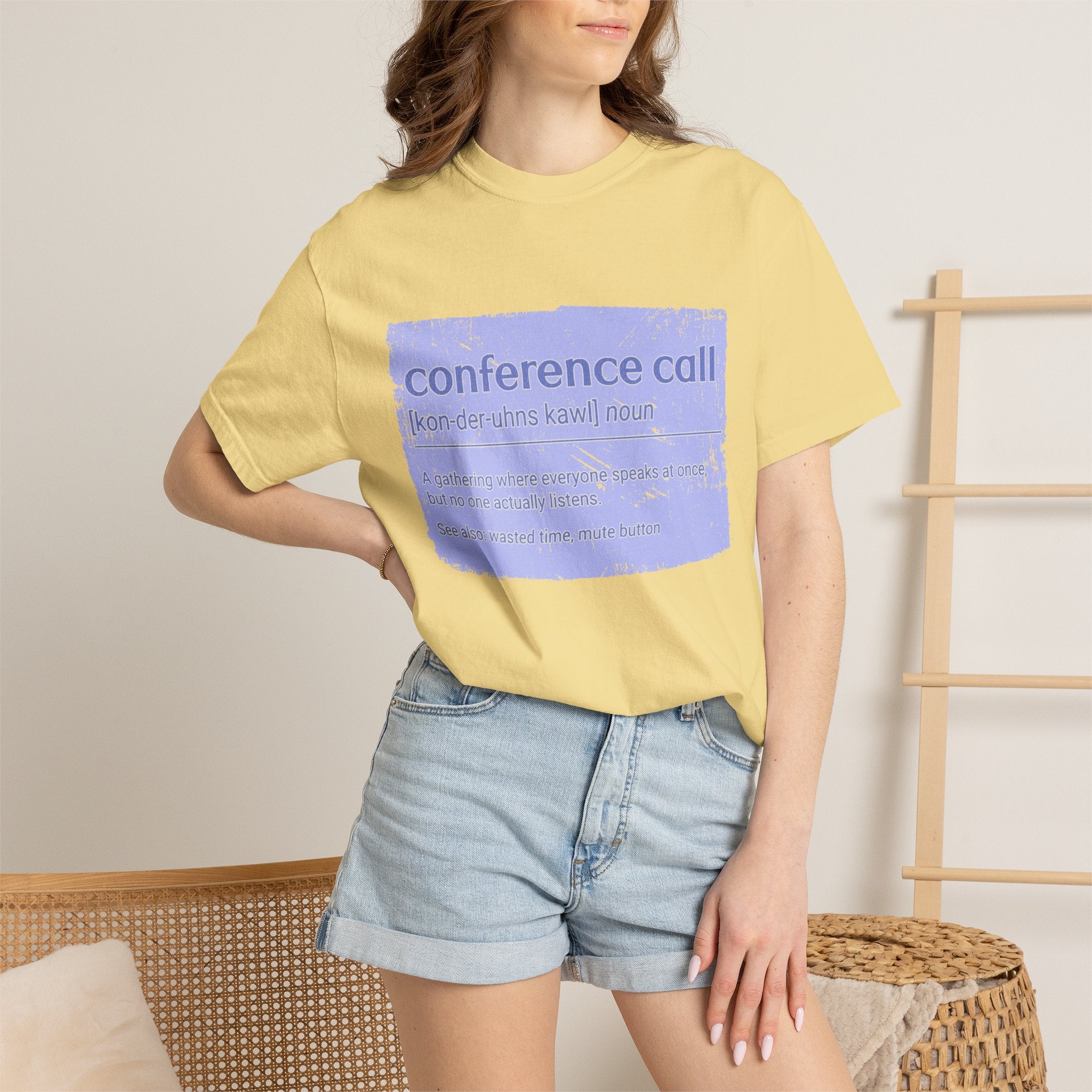 Conference Call Textured T-Shirt – Funny Work-From-Home Graphic Tee