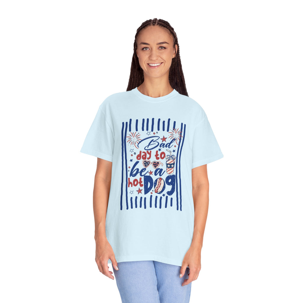Hot Dog Patriotic Graphic T-Shirt — "Bad Day to Be a Hot Dog" 4th of July Tee