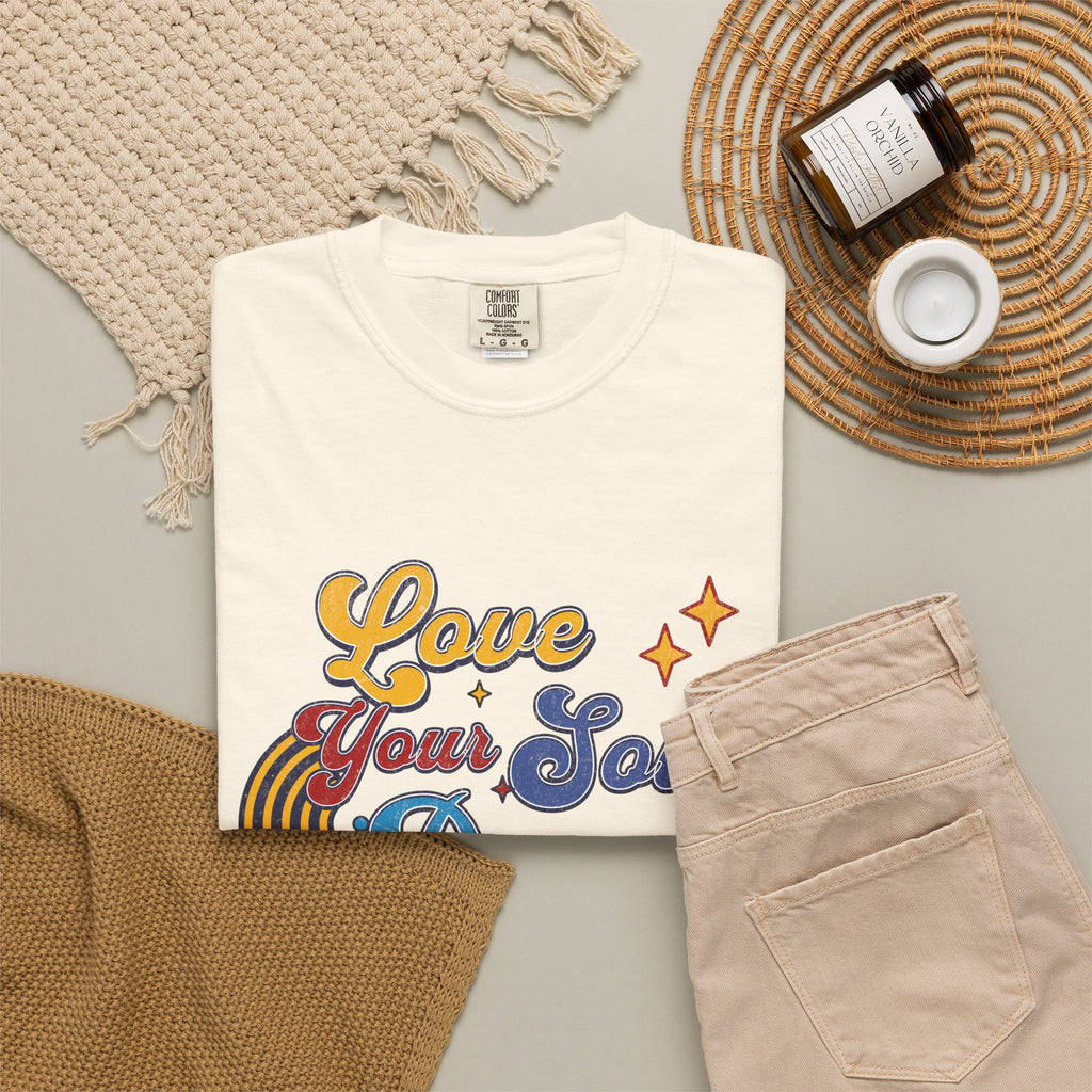Textured Love Your Soul Deeply T-Shirt — Retro Positive Message Tee