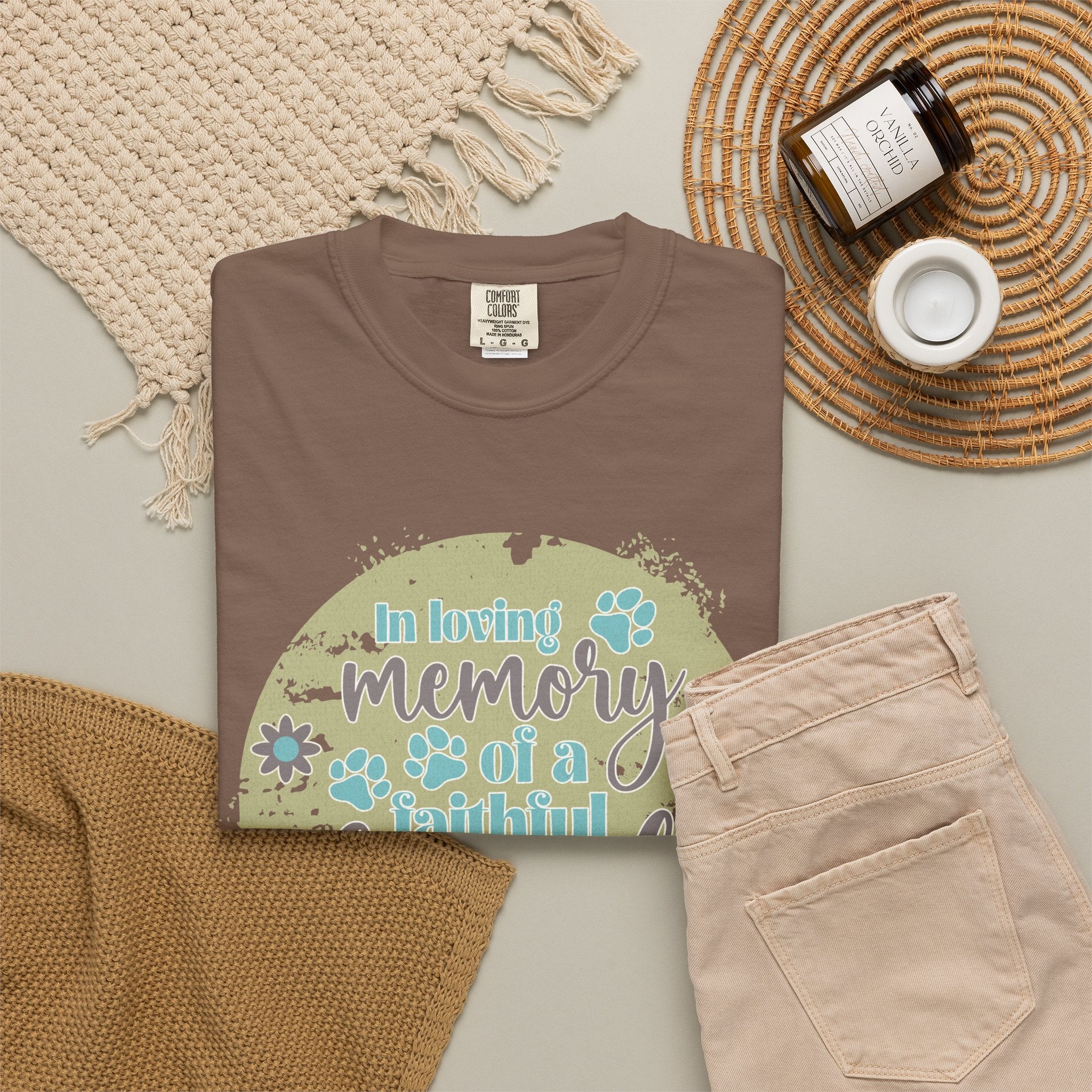 Textured Memorial Dog  Friend T-Shirt — "In Loving Memory of a Faithful Friend" Remembrance Tee