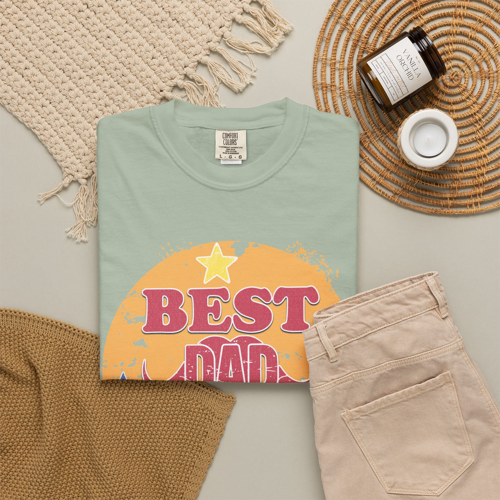 Best Dad Ever Textured T-Shirt — Retro Stars Father's Day Tee