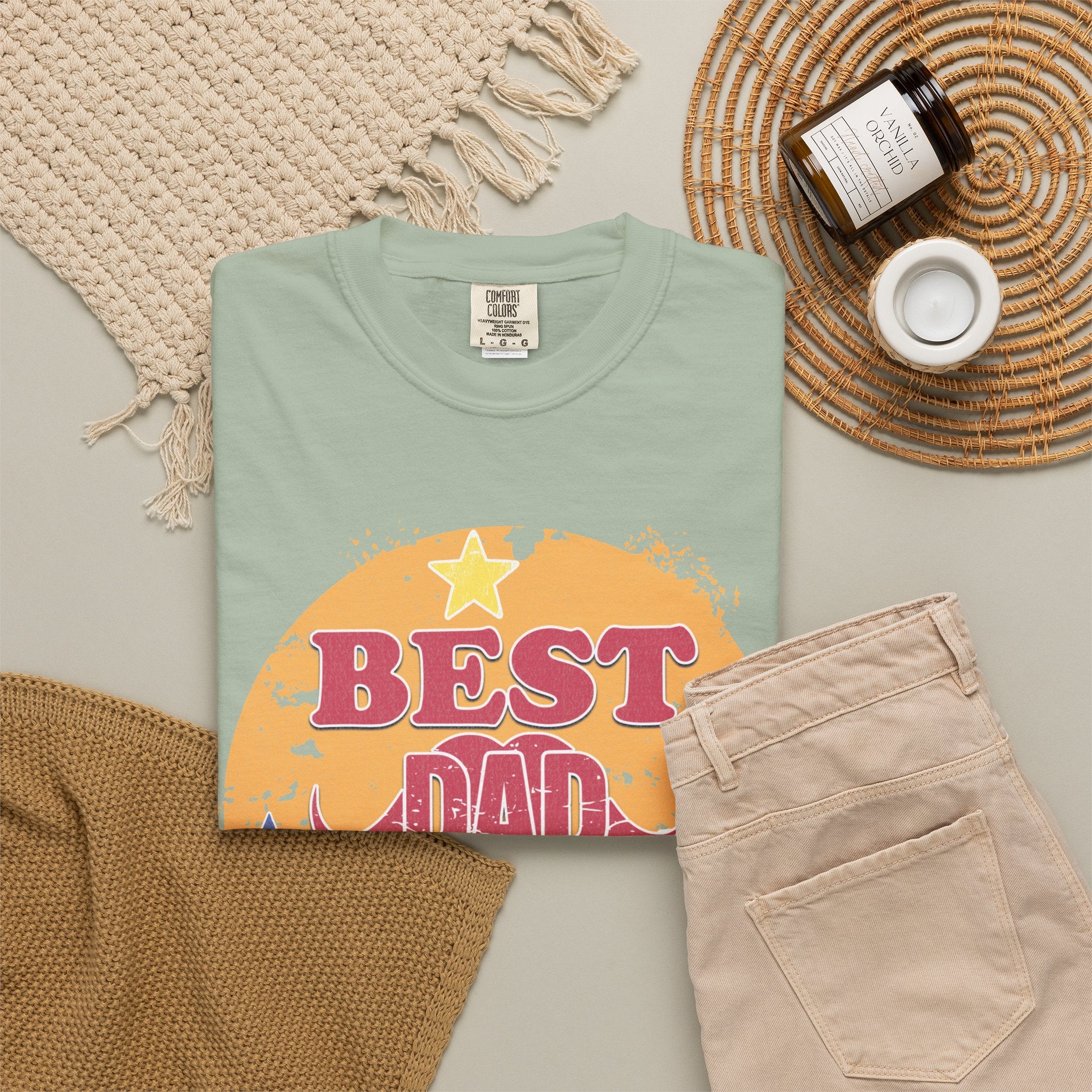 Best Dad Ever Textured T-Shirt — Retro Stars Father's Day Tee