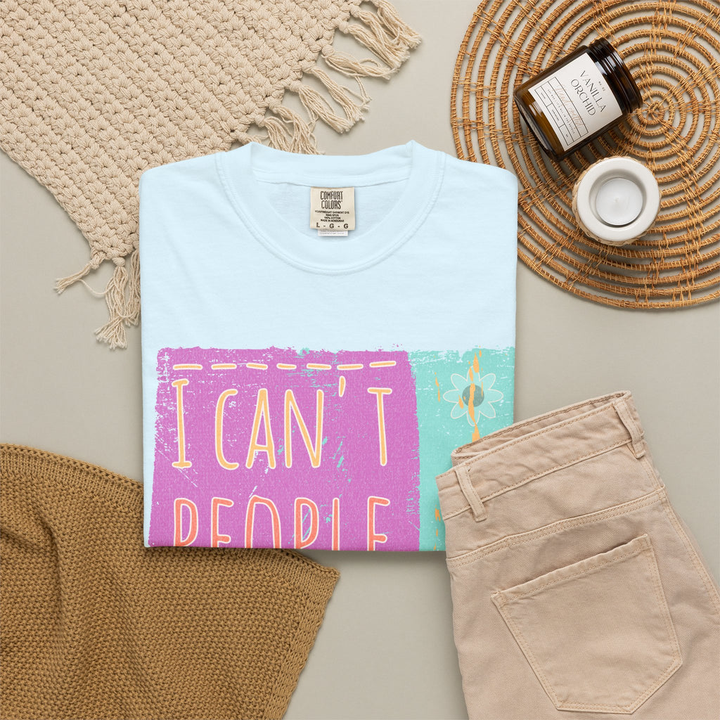 Textured I Can't People Today T-Shirt — Funny Introvert Graphic Tee