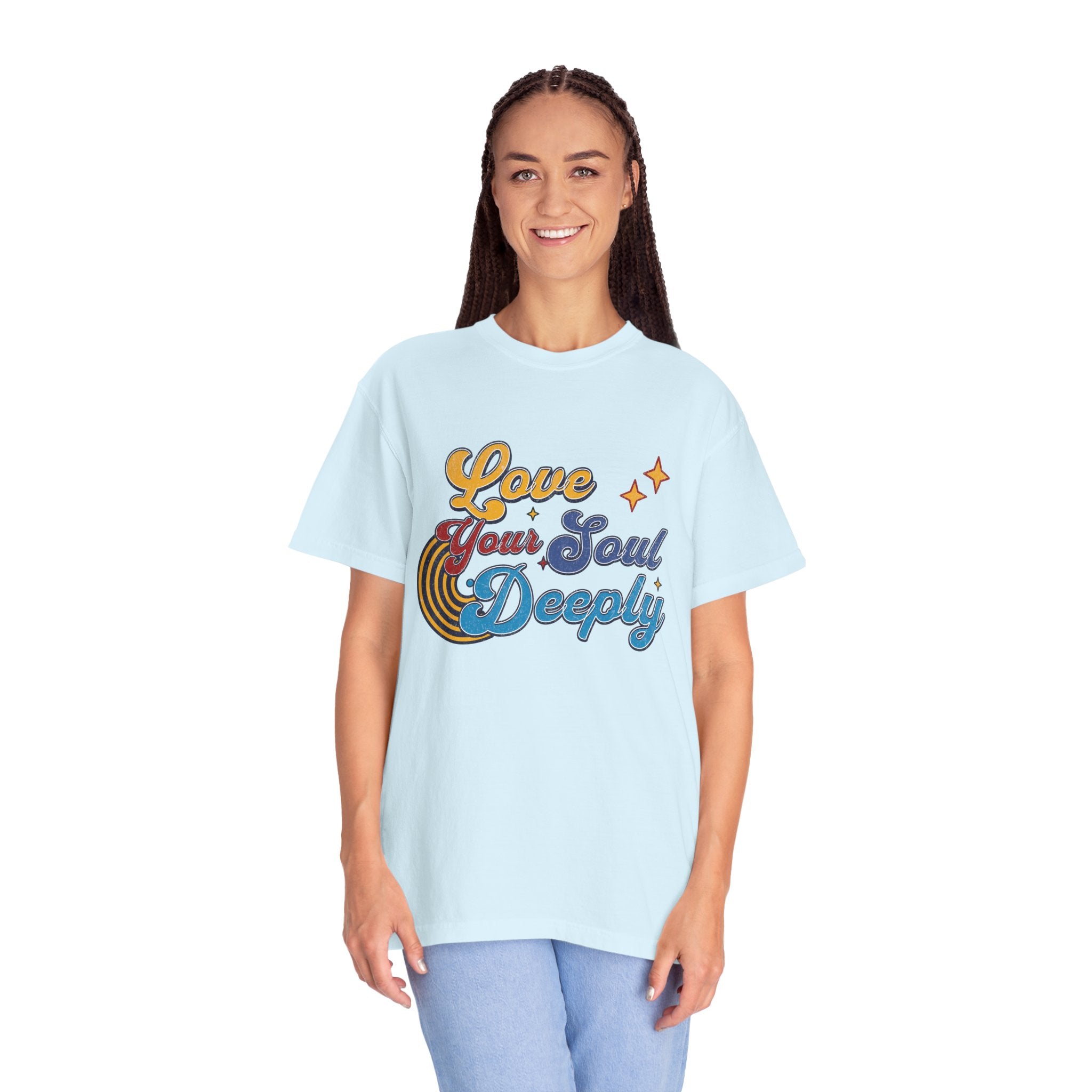 Textured Love Your Soul Deeply T-Shirt — Retro Positive Message Tee